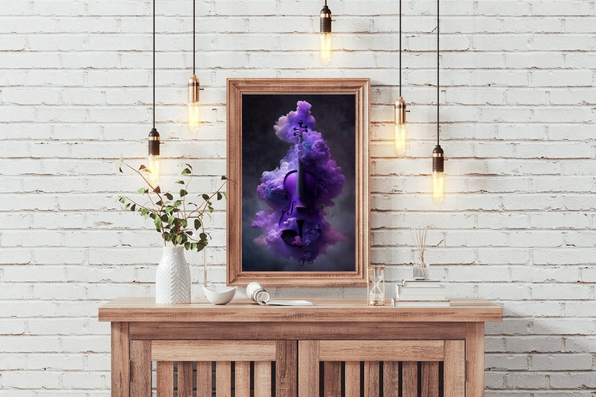 Purple Magic Violin In Smoke Wall Art - beink online art store