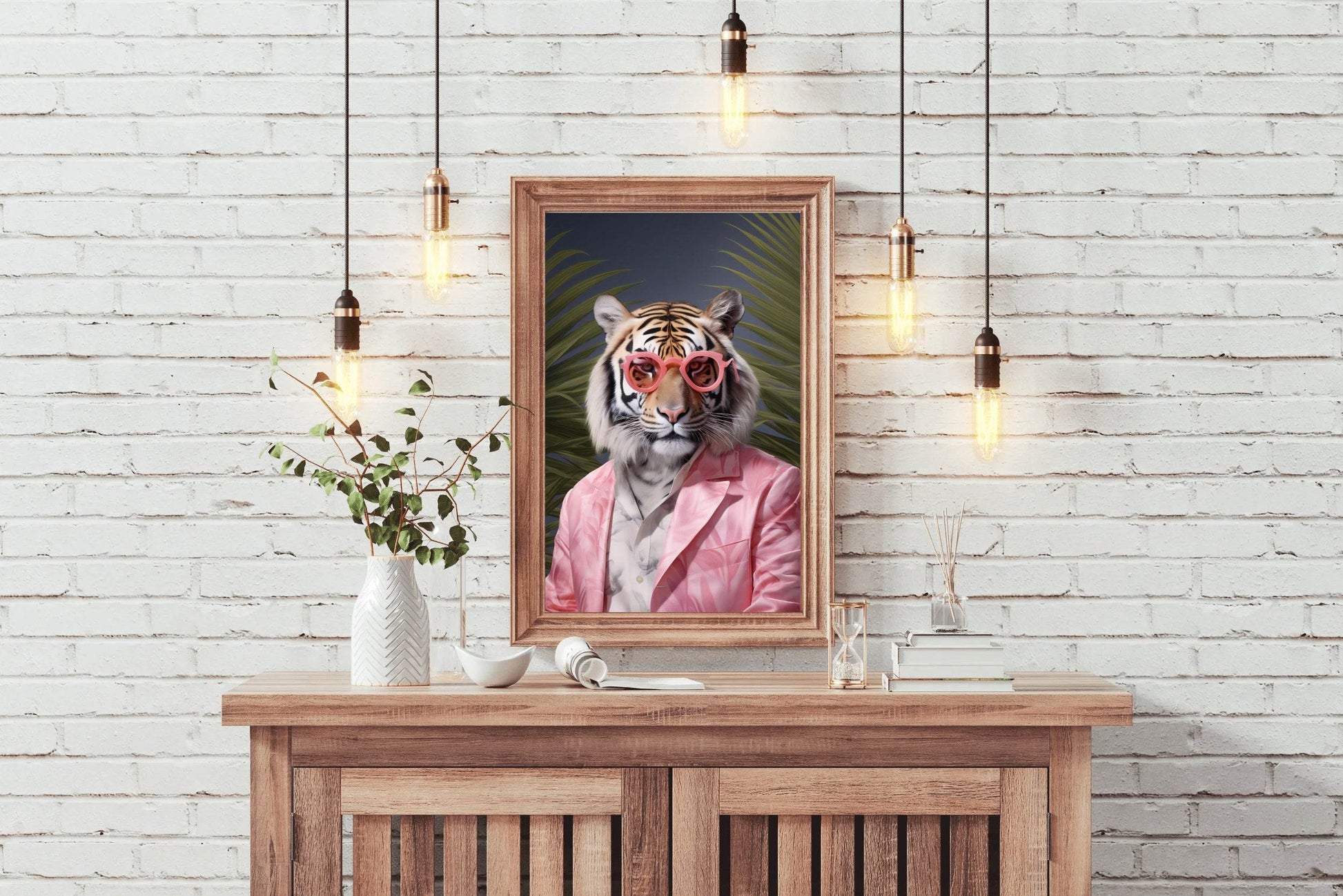 Tiger Wearing Pink Goggle and Coat Animal Wall Art - beink online art store