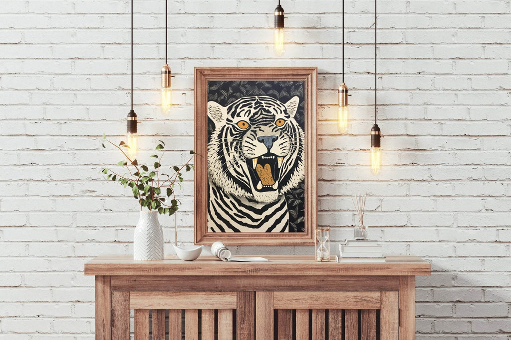 Painting of Tiger Block Print Wall Art - beink online art store