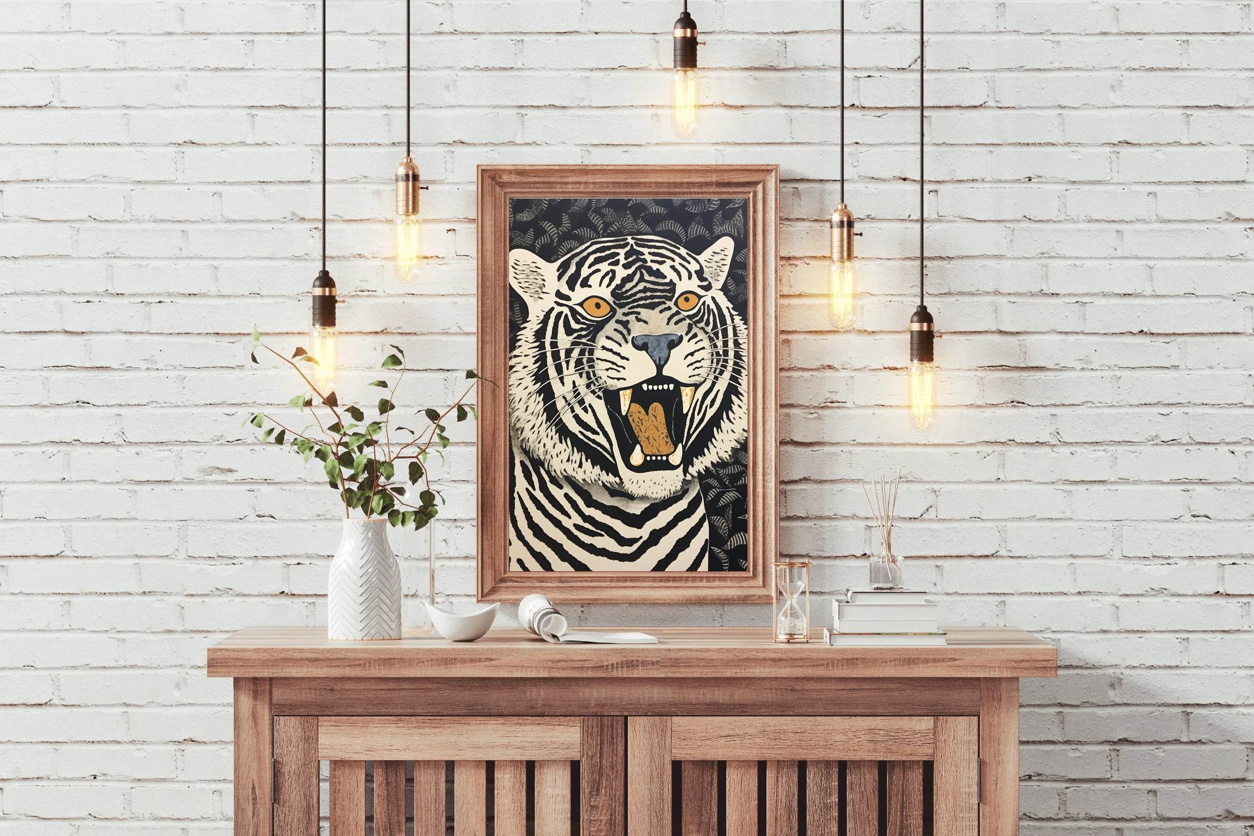 Painting of Tiger Block Print Wall Art - beink online art store