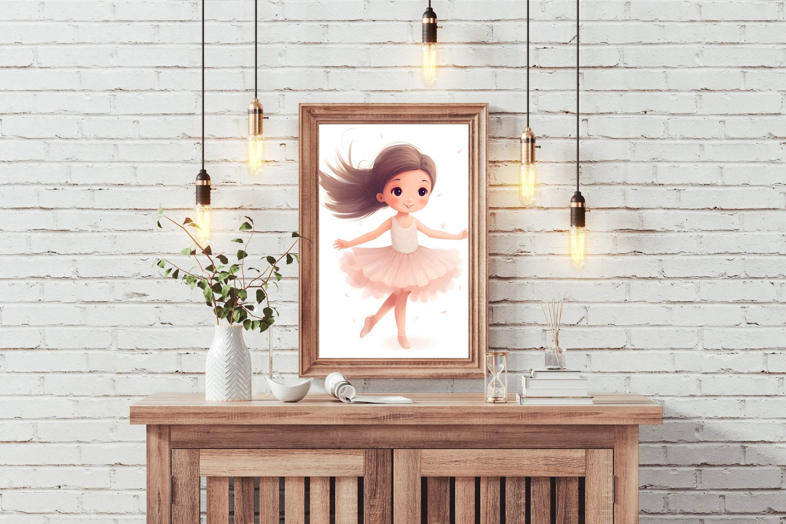 Cute Little Cartoon Girl Bellet Dancing - beink online art store