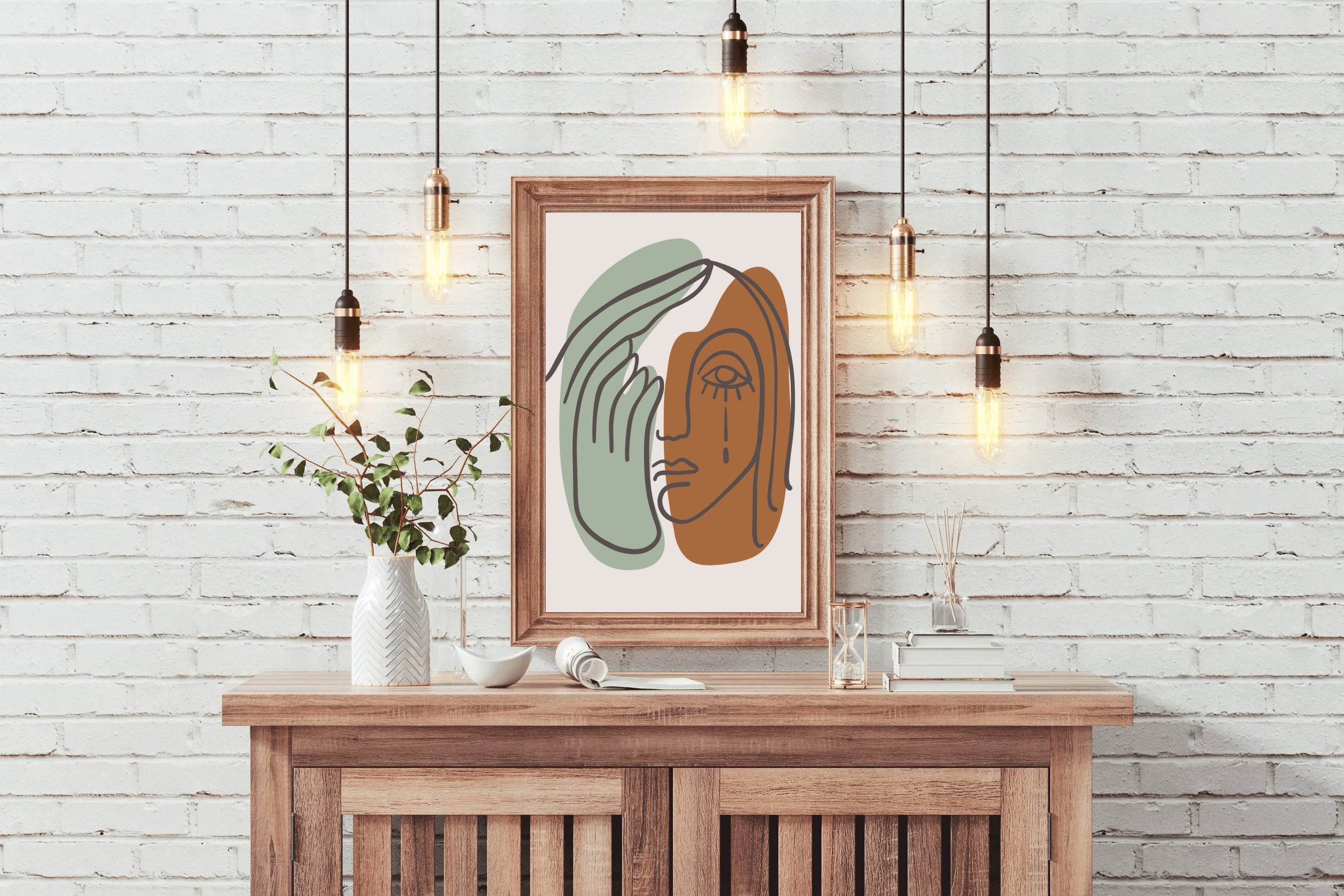 Minimalist Portrait with a Hand Covering an Eye ArtWork - beink online art store