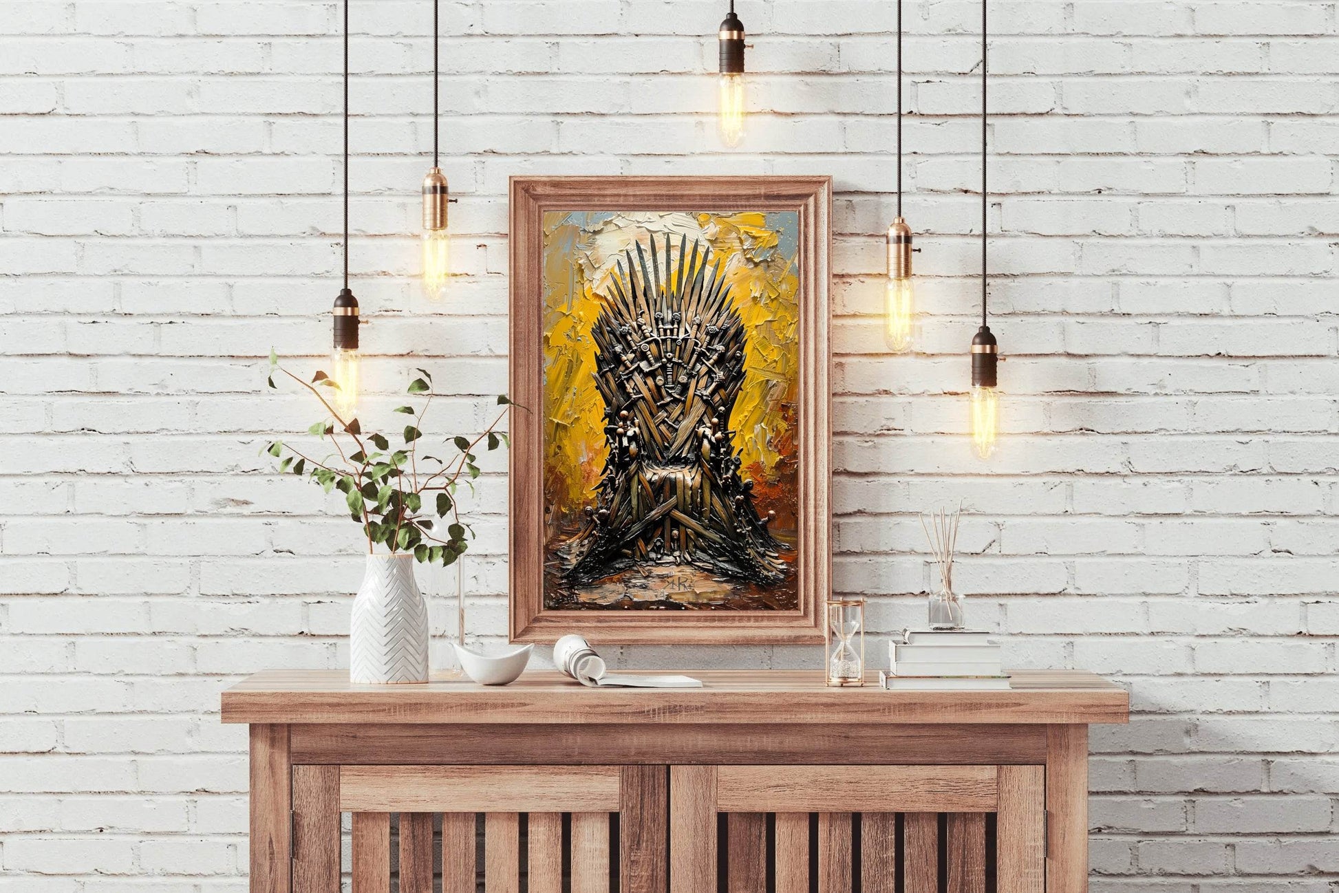 Painting Of A Chair Made Of Daggers And Swords Wall Art - beink online art store