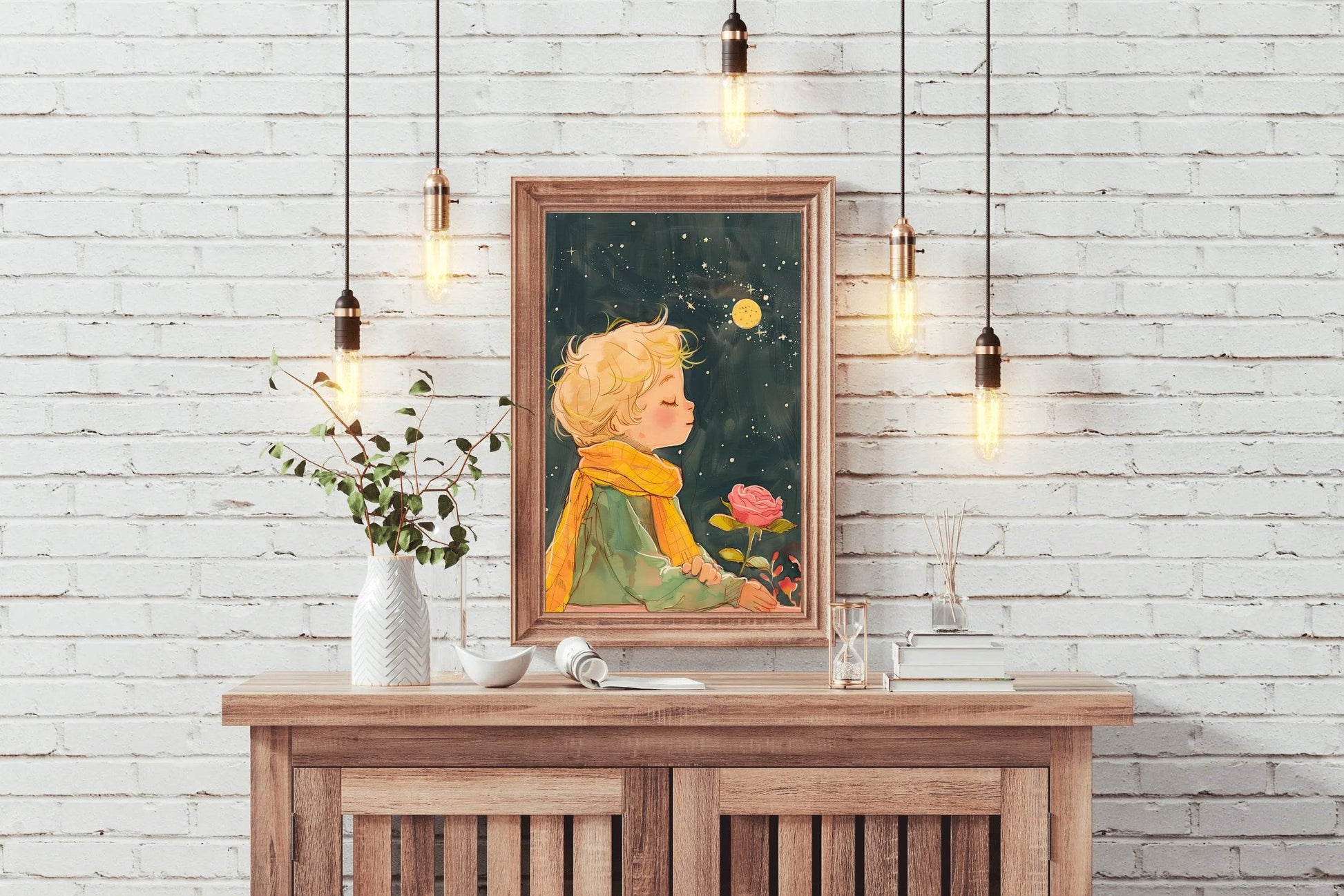 Painting of a Girl With Moon Background - beink online art store