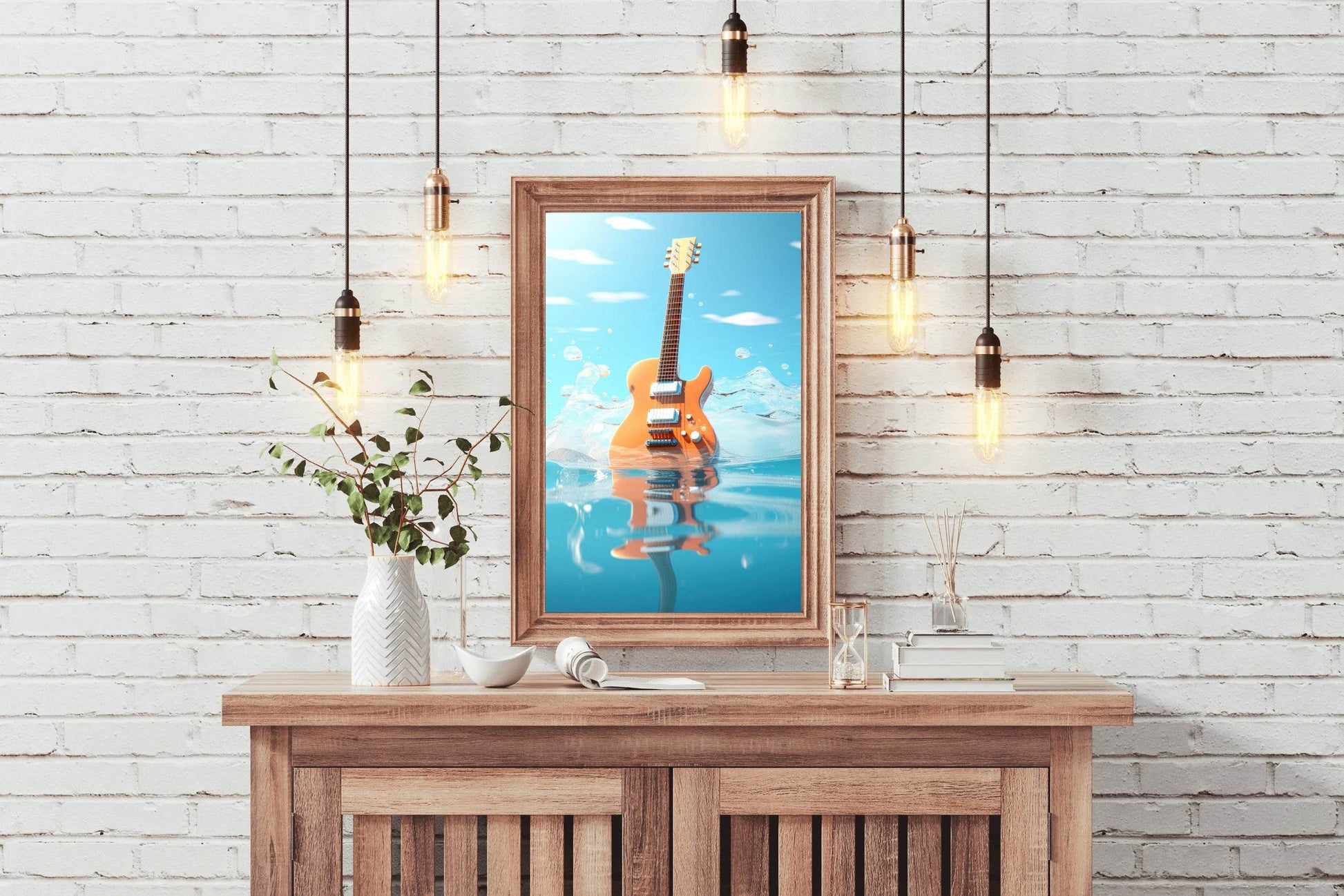 Guitar Drowned In Water Wall Art - beink online art store