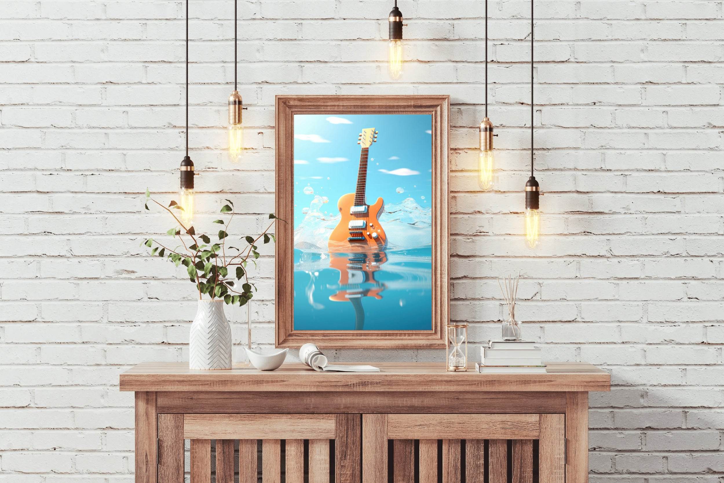 Guitar Drowned In Water Wall Art - beink online art store