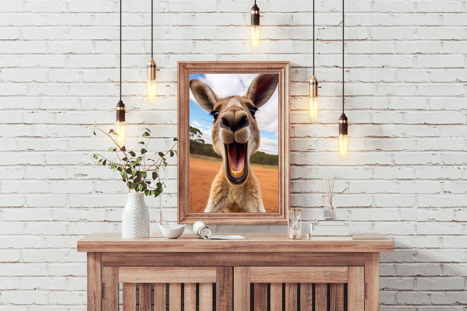 Funny Red Kangaroo Face Wall Art - beink online art store