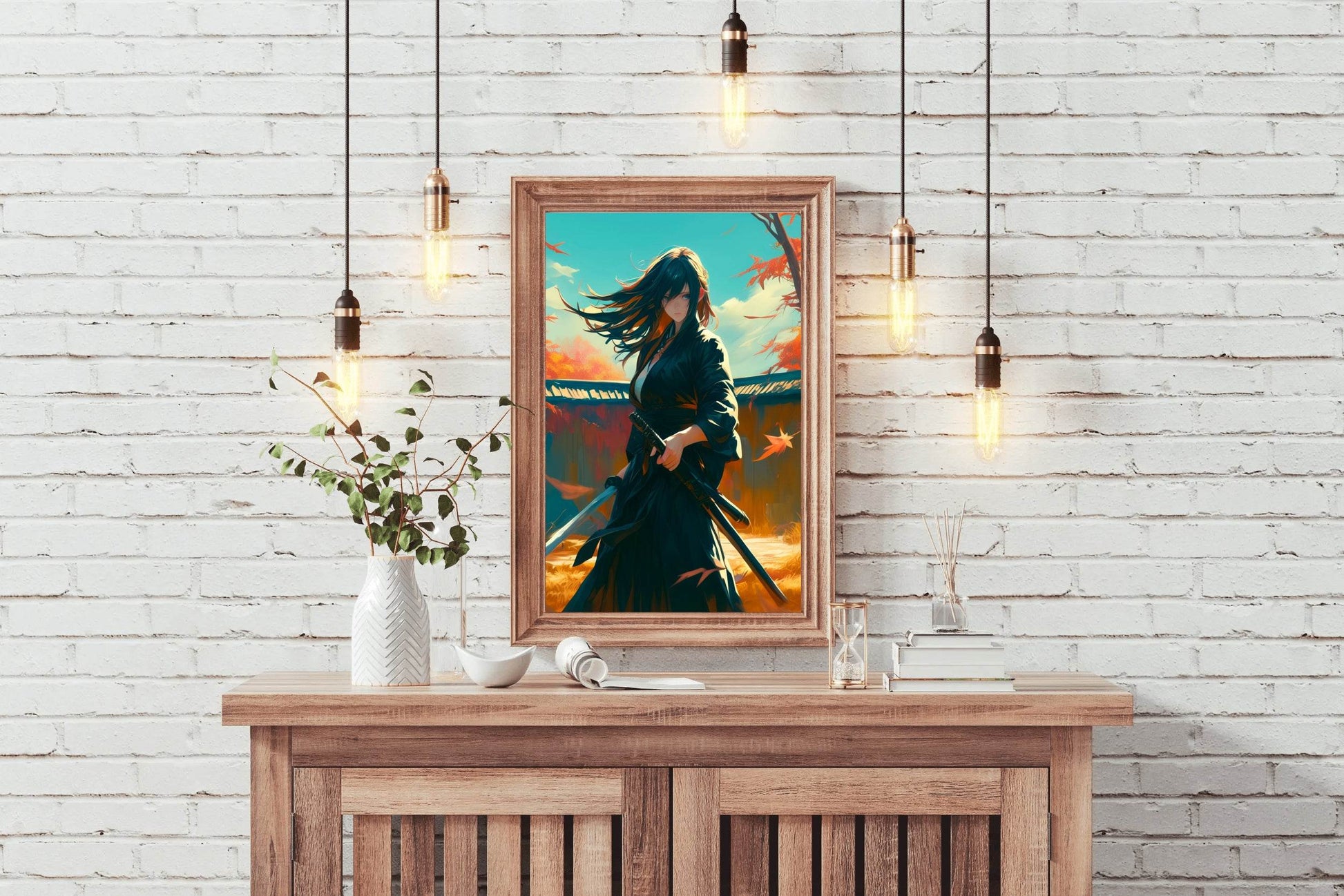 Anime Style Portrait of Traditional Japanese's Samurai Character Anime Wall Art - beink online art store