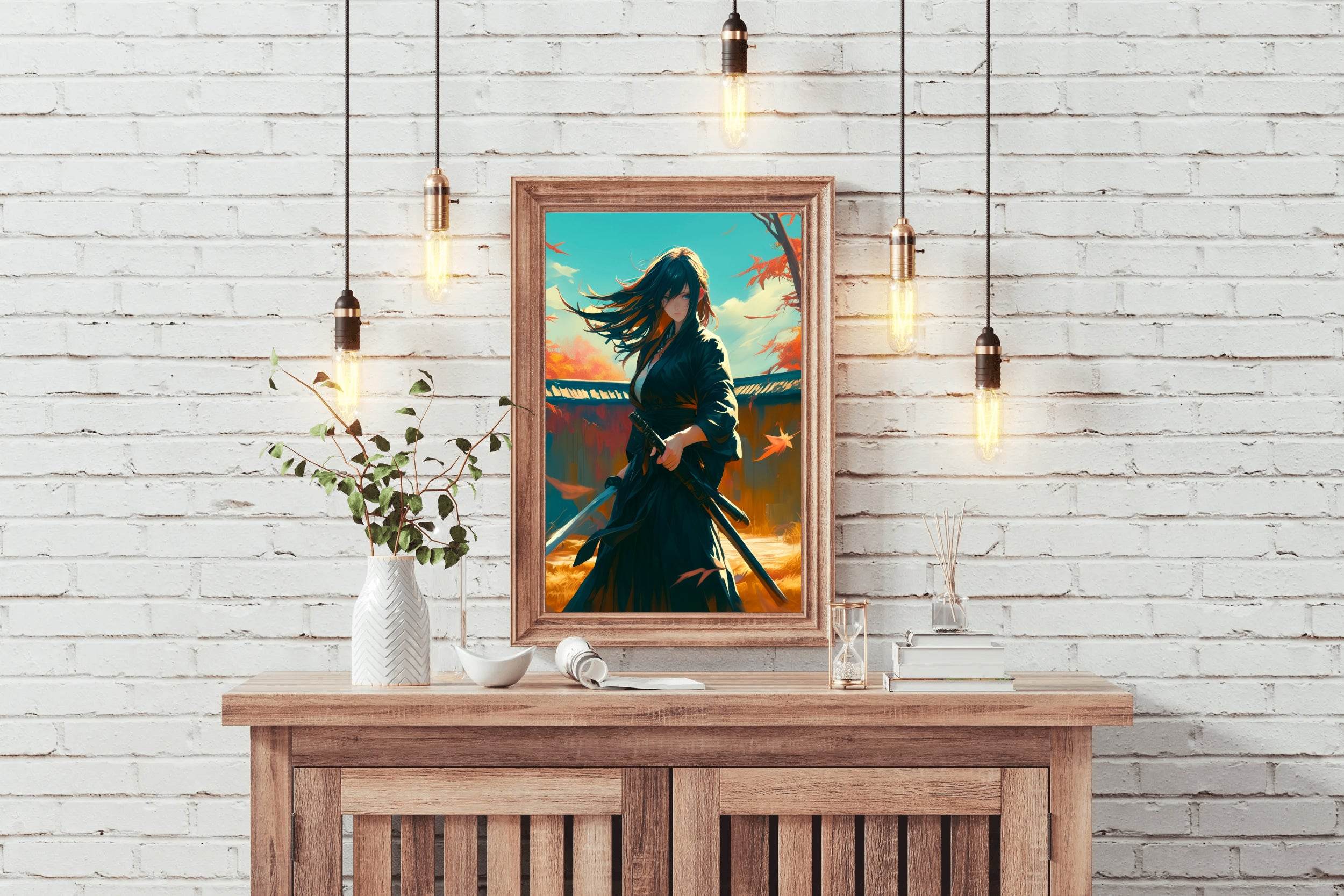 Anime Style Portrait of Traditional Japanese's Samurai Character Anime Wall Art - beink online art store