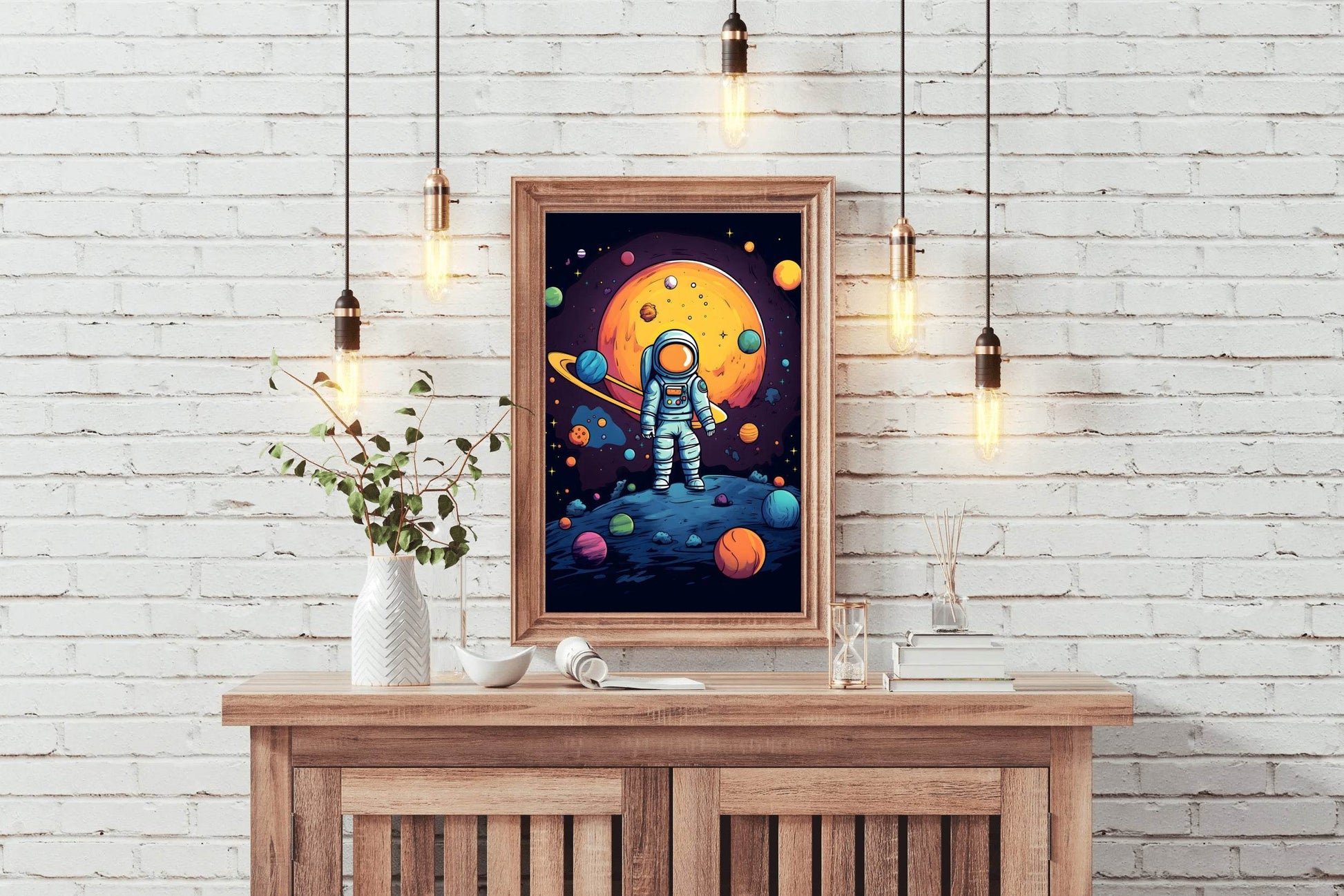 Cartoonish Illustration of Astronaut in Space - beink online art store