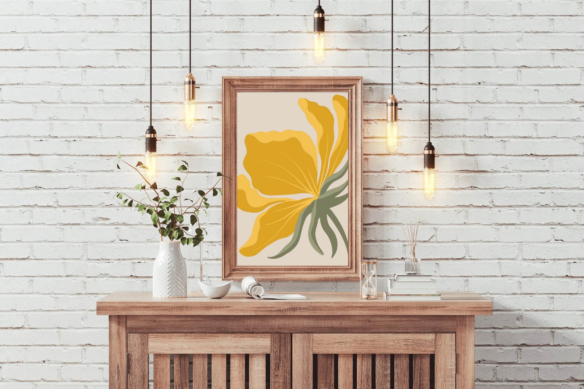 Abstract Stylized Yellow Bloom Flower ArtWork - beink online art store