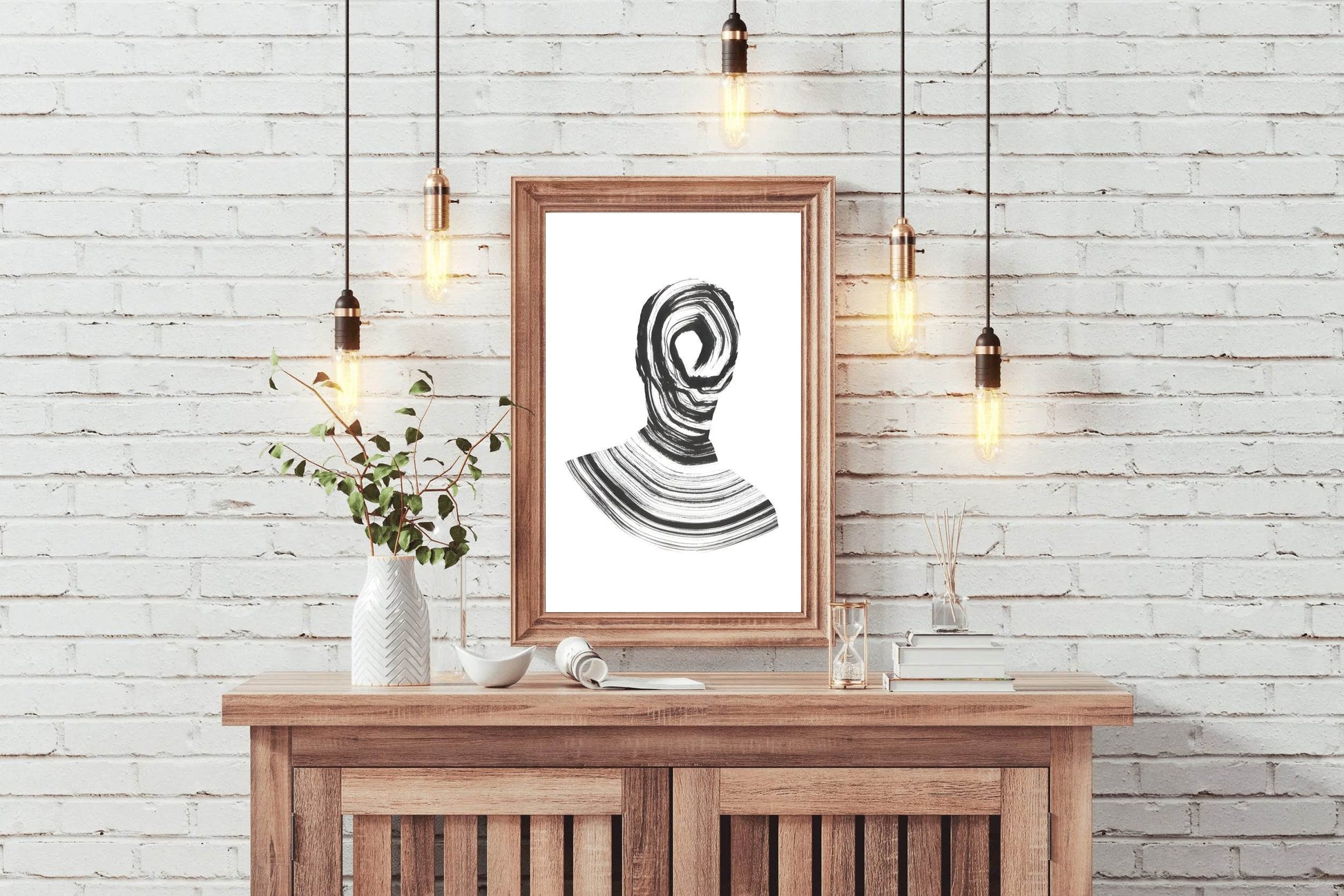 Black Inked Mind Swirled Silhouette Modern Wall Art - beink online art store