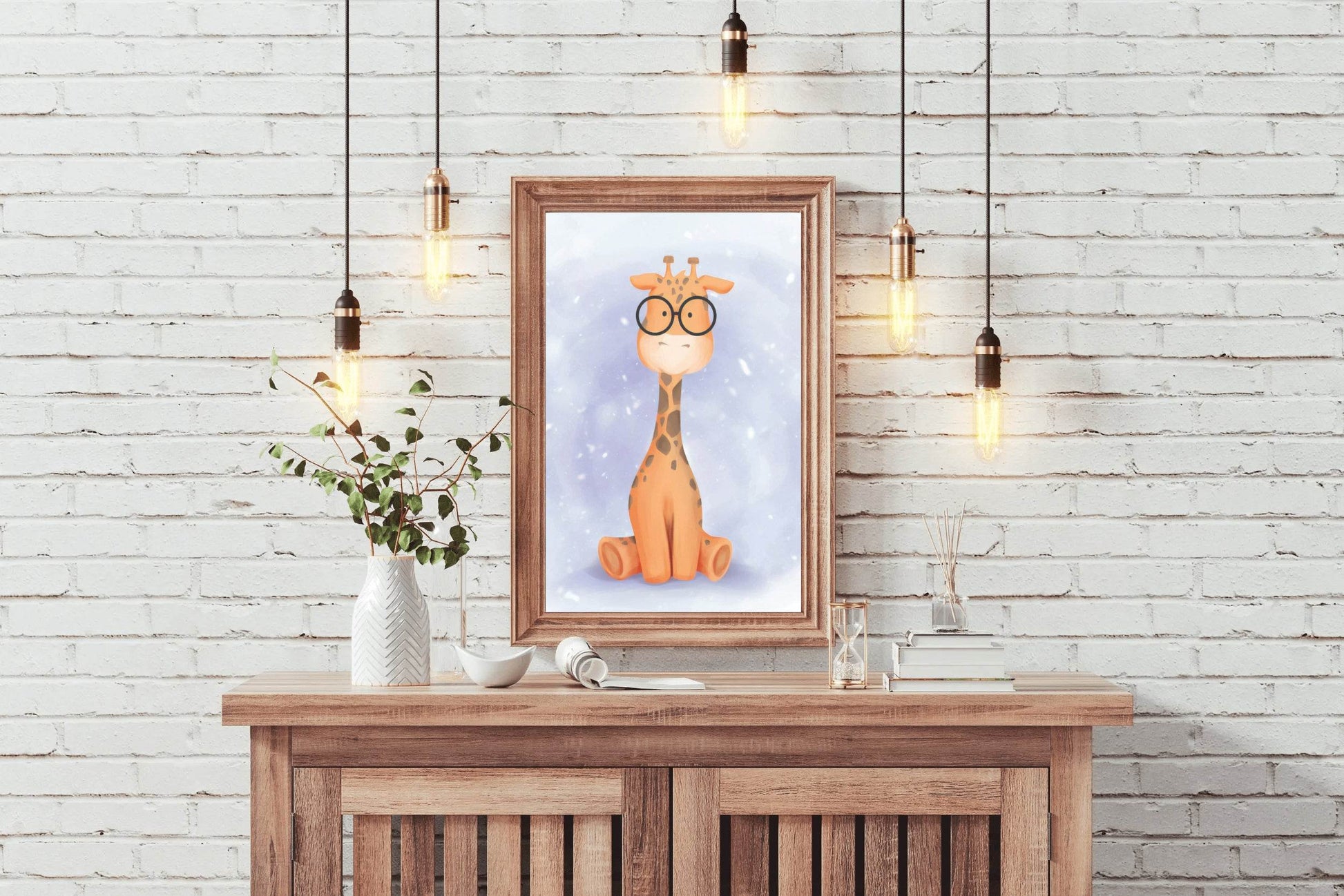 Watercolor Giraffe Wearing Glasses - beink online art store