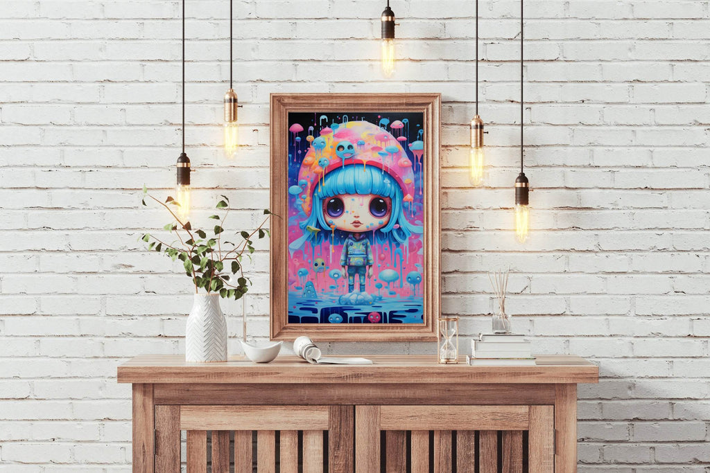 Fantasy Girl With Blue Hair Wall Art - beink online art store