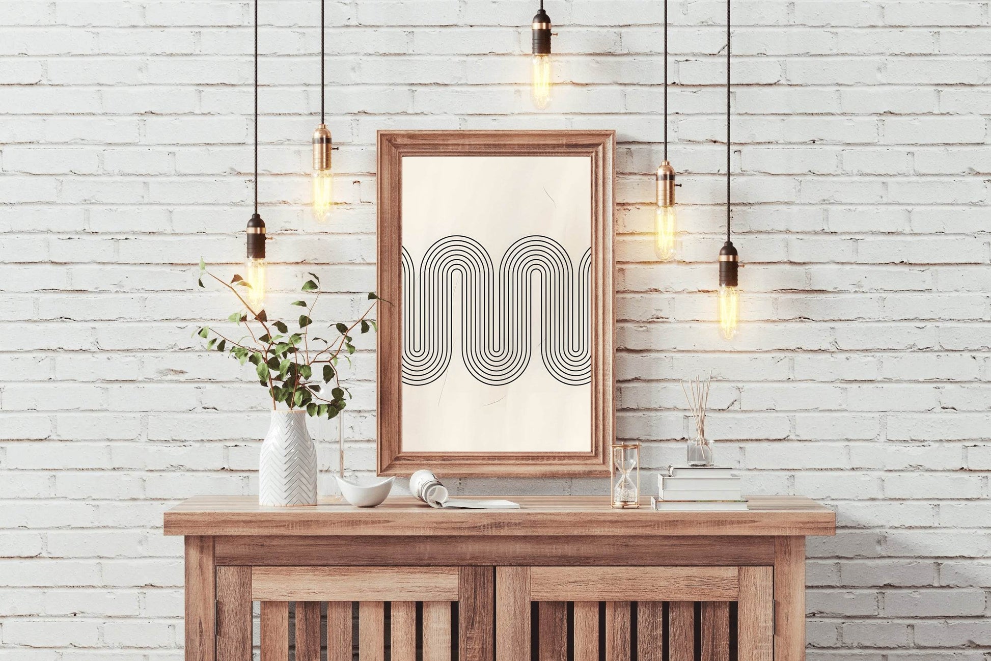Continuous Curved Rhythm Black Lines Wall Art - beink online art store