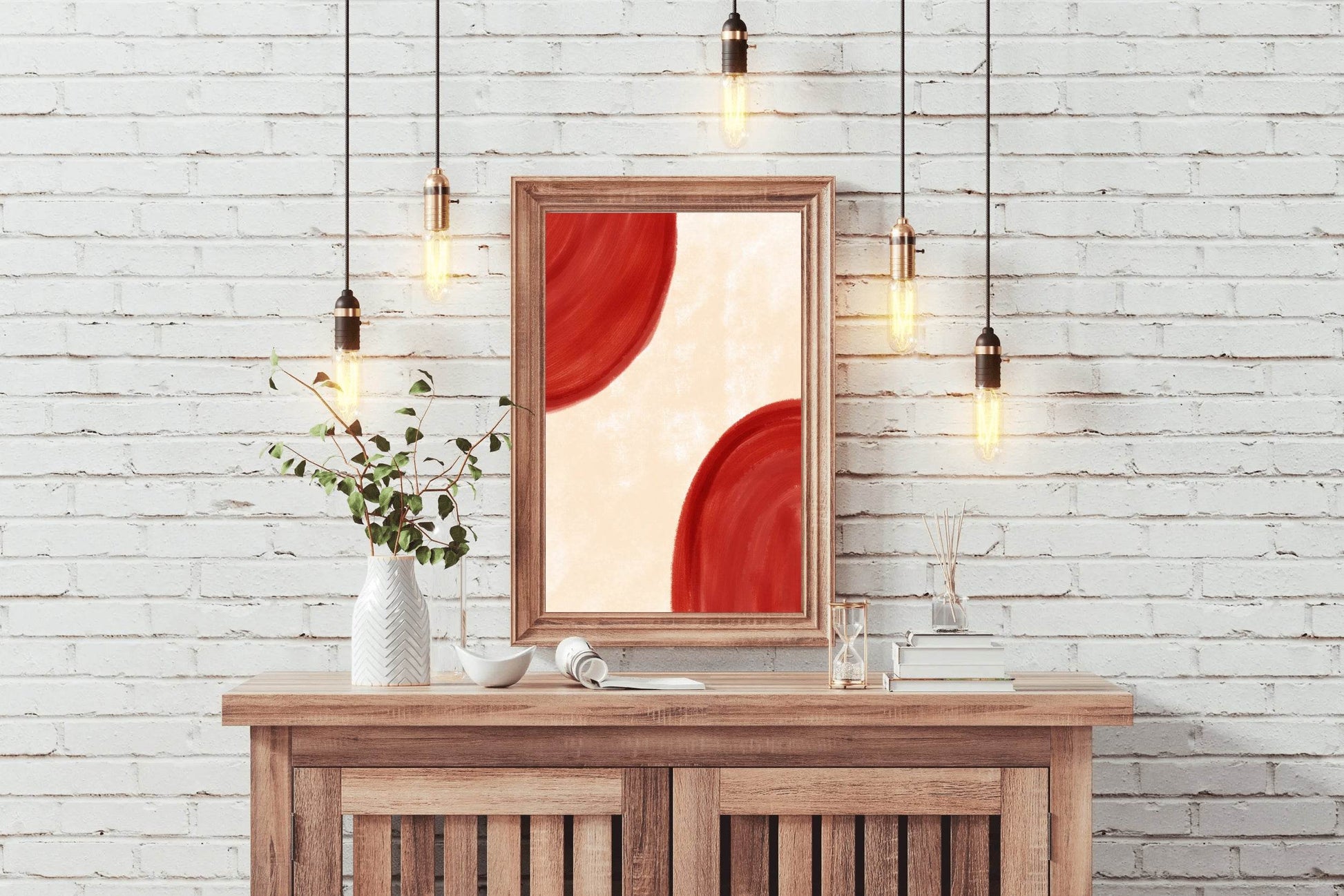 Red Semicircle Wall Art - beink online art store