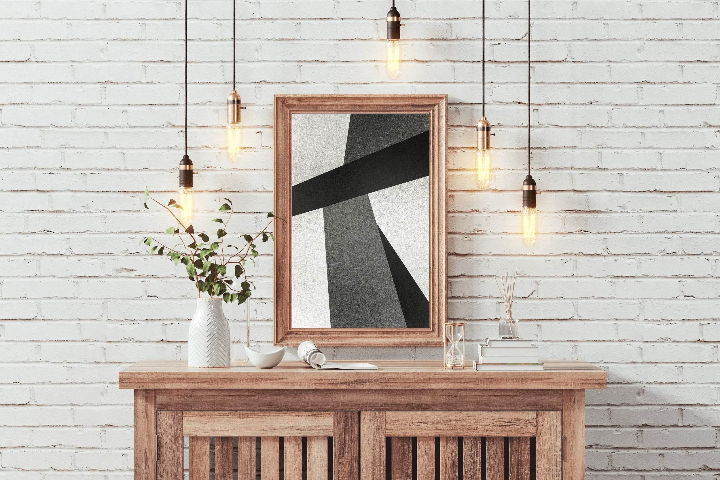 Black and White Lines Abstract Wall Art - beink online art store