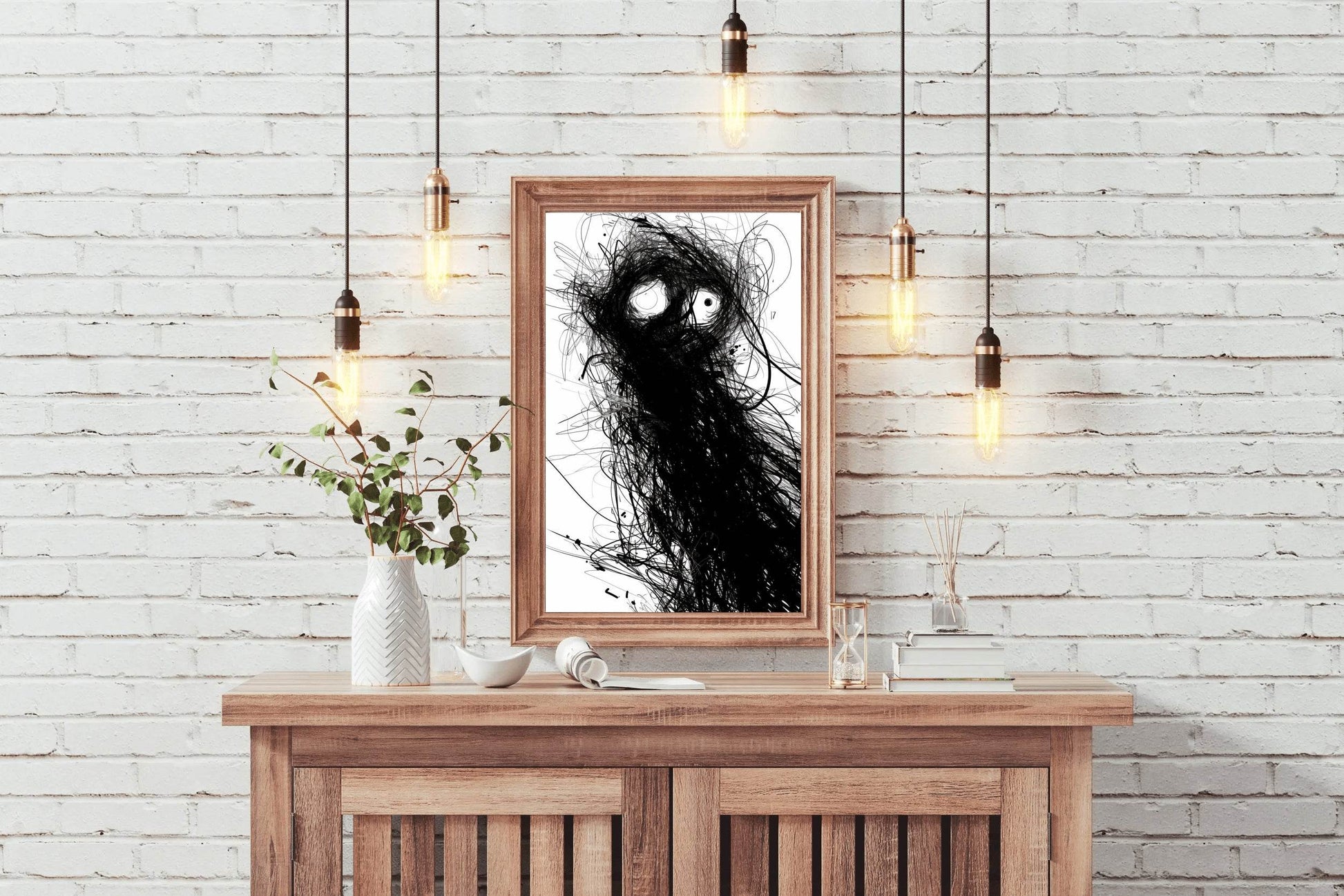 Tangled Nightmare- Black Sketch Shape Wall Art - beink online art store