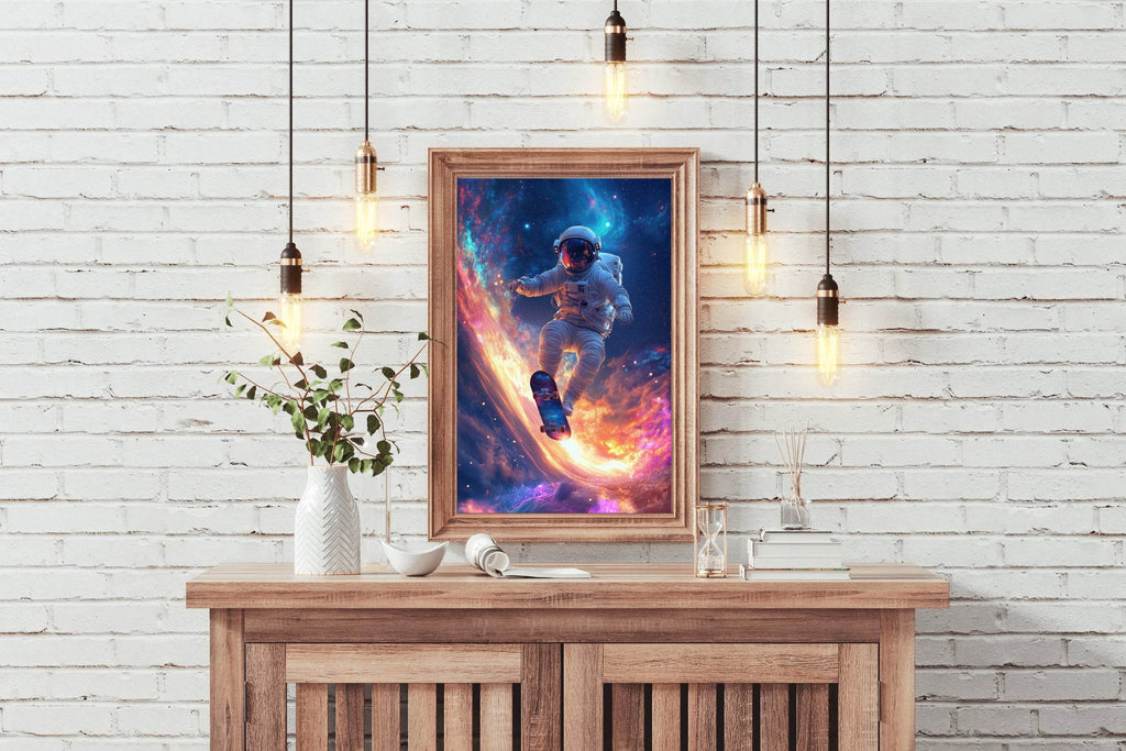 Astronaut Floating Space with skate board - beink online art store