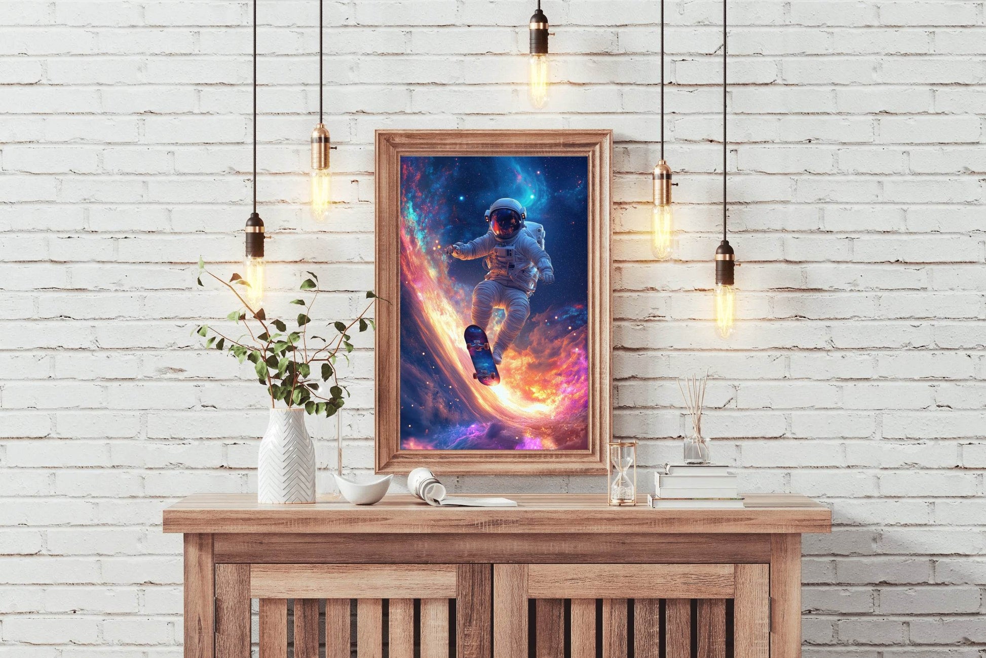 Astronaut Floating Space with skate board - beink online art store