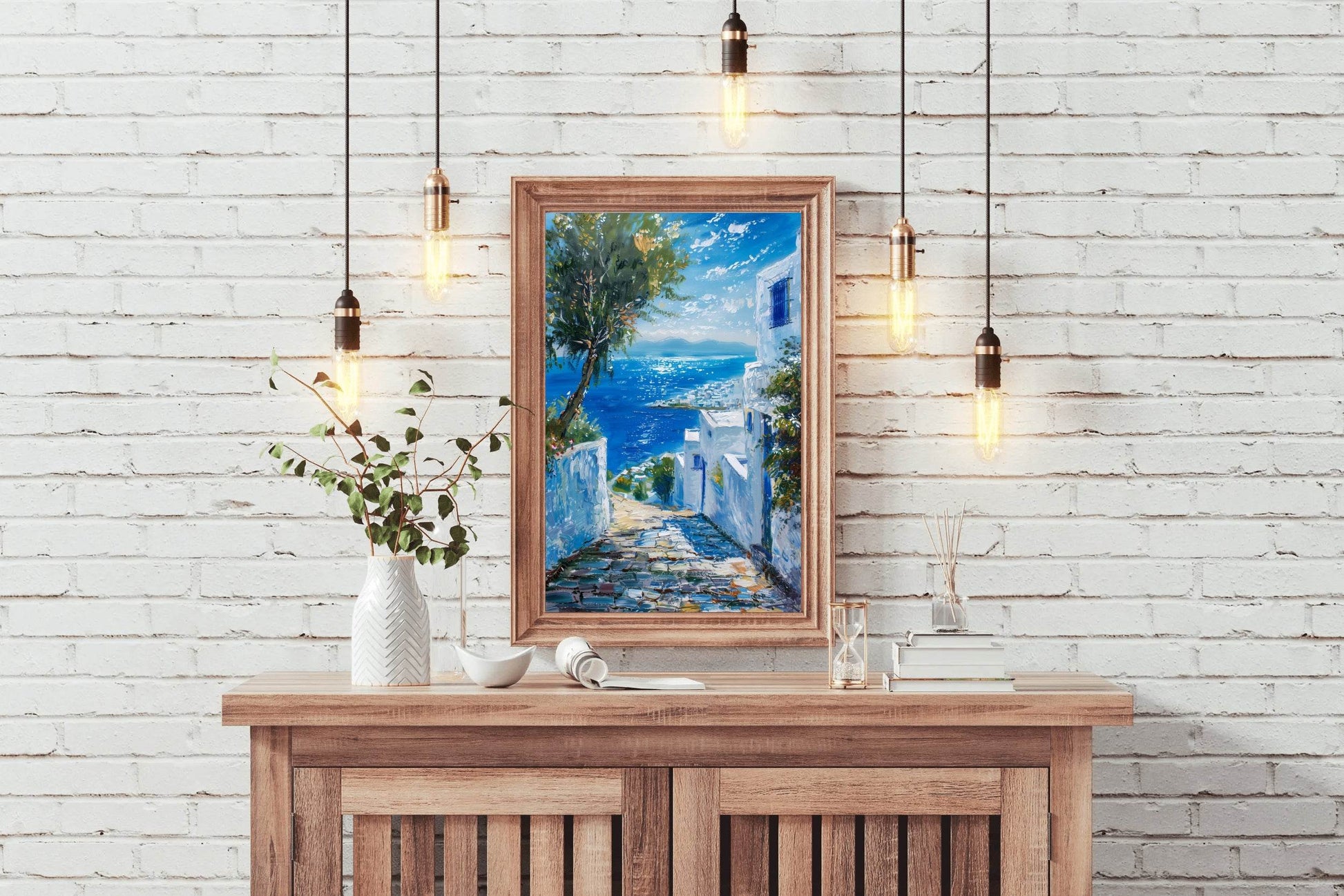 Watercolor Painting Of Coastal Alleys Wall Art - beink online art store