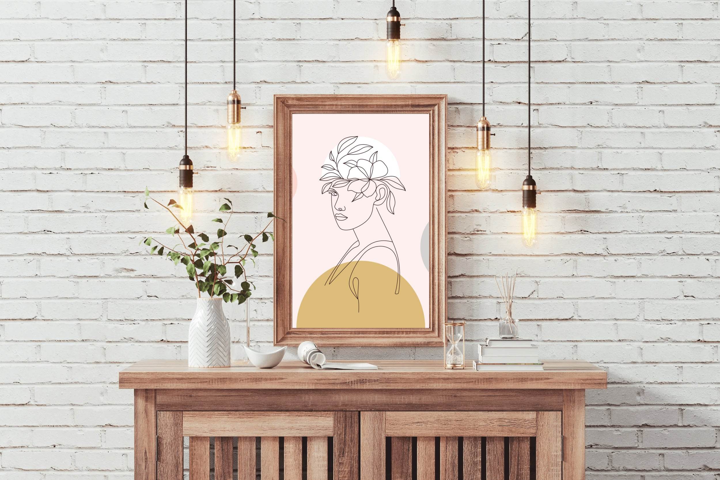 Minimal Design of Beautiful Head Flower Wall Art - beink online art store