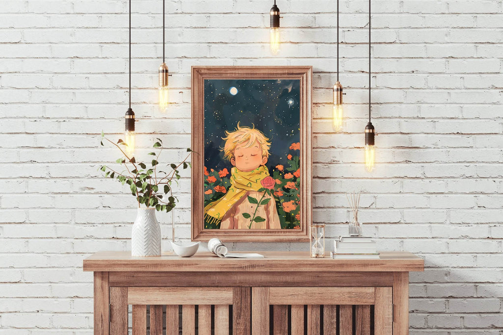 Cartoon Boy Standing in Winter Night - beink online art store