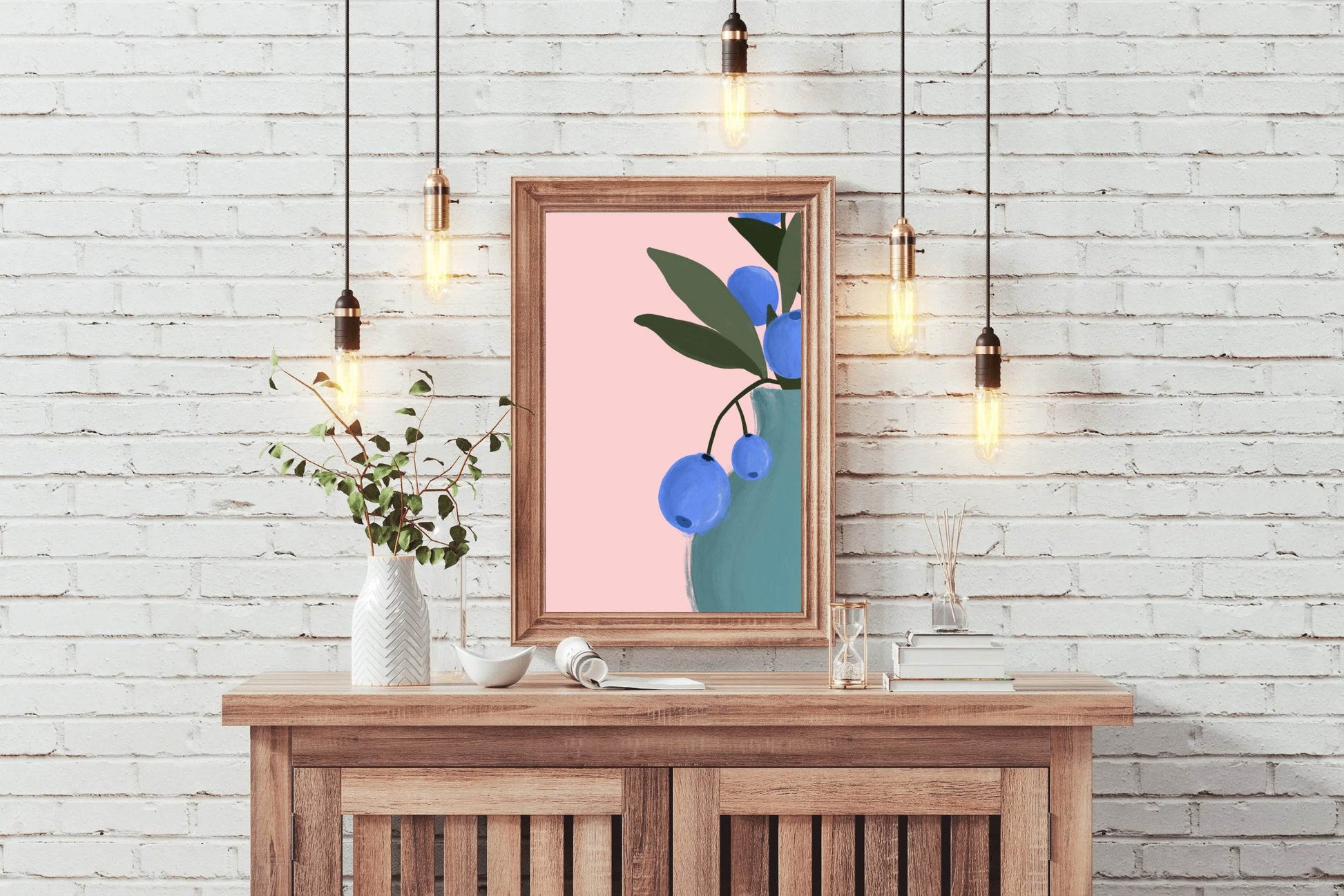 Blueberry Stem Wall Art - beink online art store