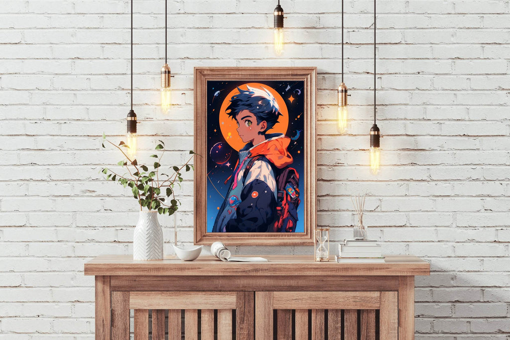Anime Boy with Backpack Wall Art - beink online art store