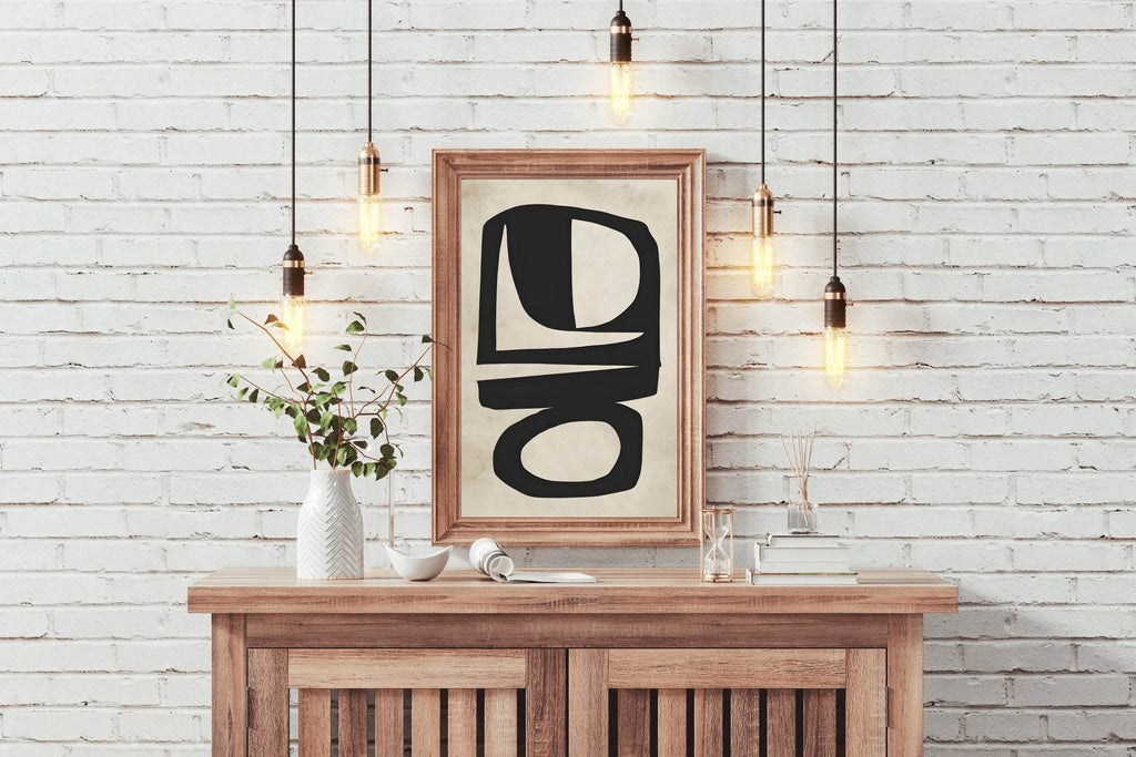 Hand Drawn Black Geometric Shapes Modern Wall Art - beink online art store