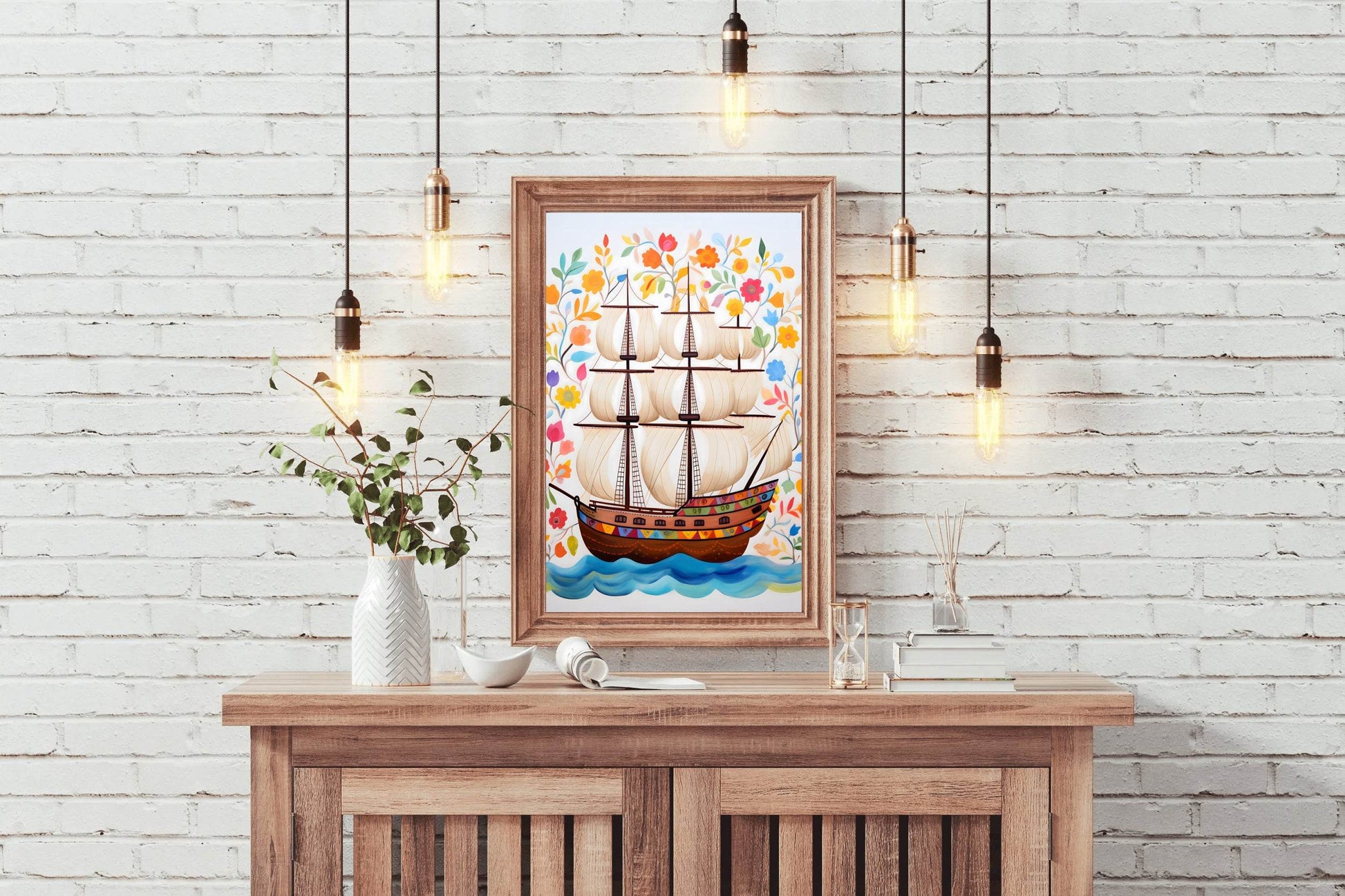 Watercolor Painting of Pirates Ship - beink online art store