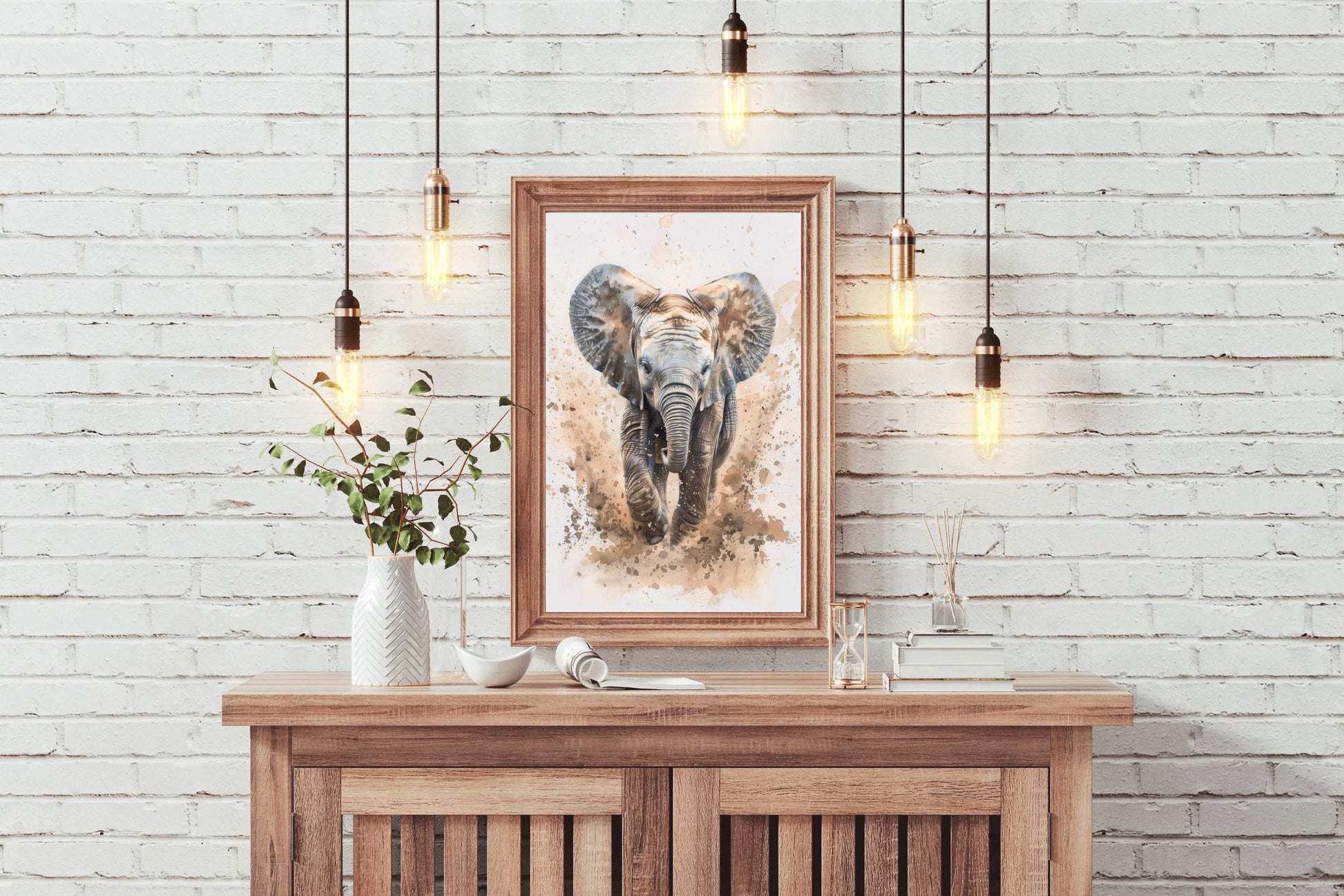 Elephant Running in Dirt Animal Wall Art - beink online art store