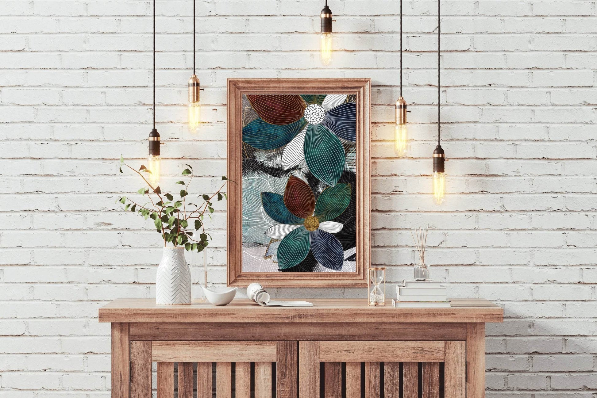 Blue and White Petal Patterns Wall Art - beink online art store