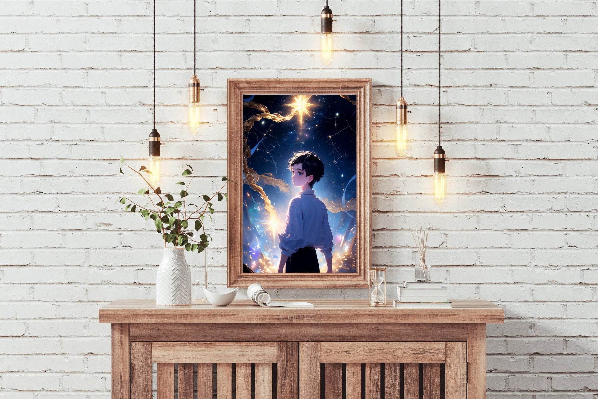 Portrait of Anime character with Stars Anime Wall Art - beink online art store