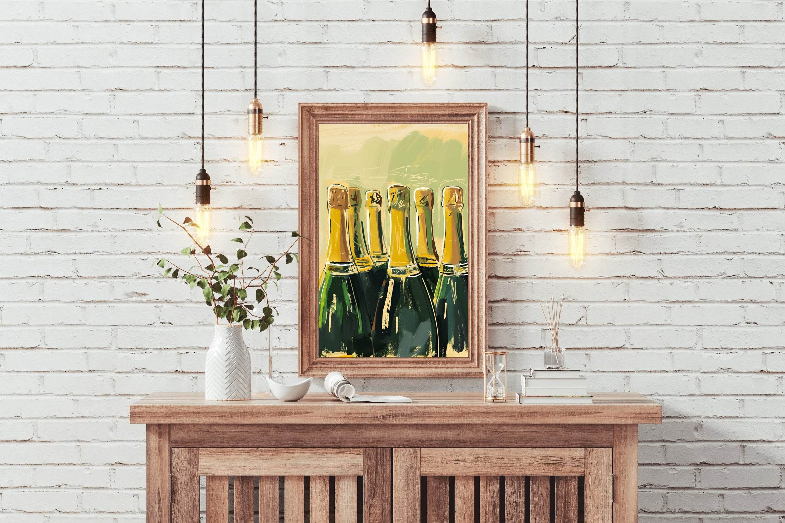 Champagne Bottles Wall Art - beink online art store
