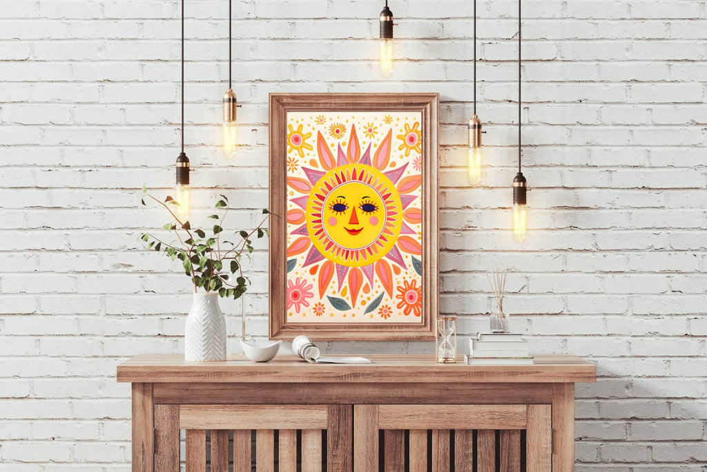 Sun With Flowers Canvas Wall Art - beink online art store