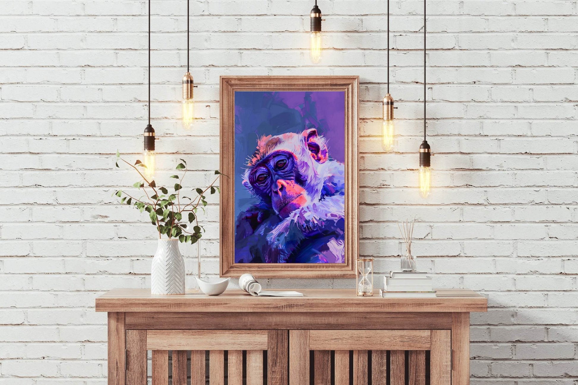 Purple Painting of Japanese Monkey - beink online art store