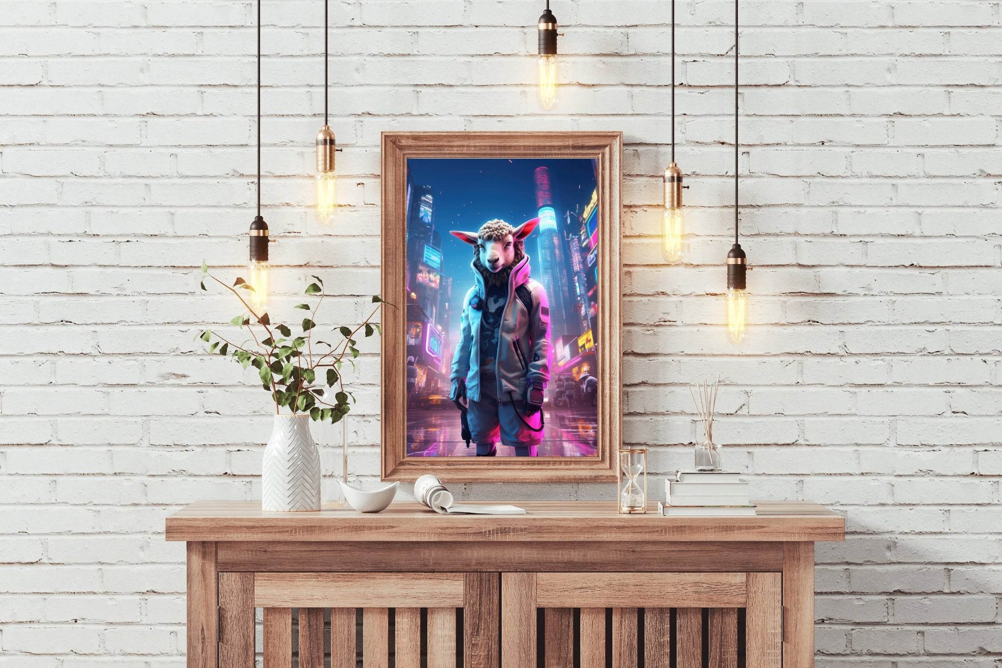 Portrait Sheep Cyberpunk Style Wall Art - beink online art store