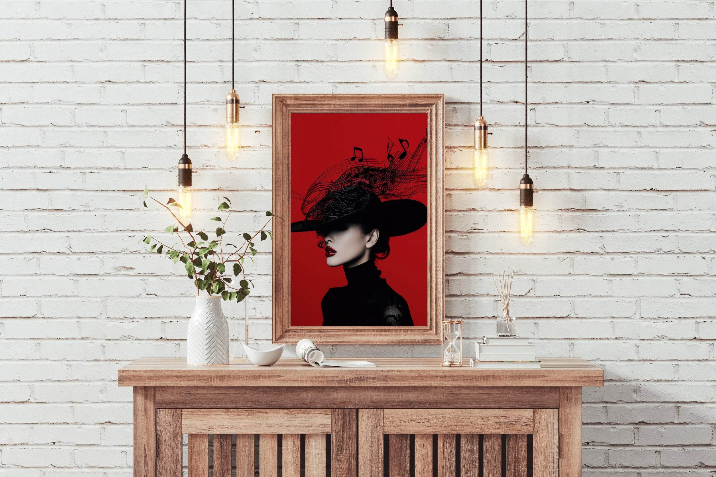 Elegant Lady With Black Hat Modern Wall Art - beink online art store