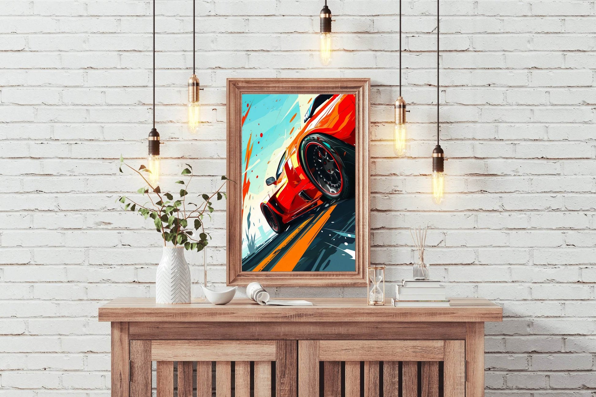 Ferrari Red Cartoon Style Wall Art - beink online art store