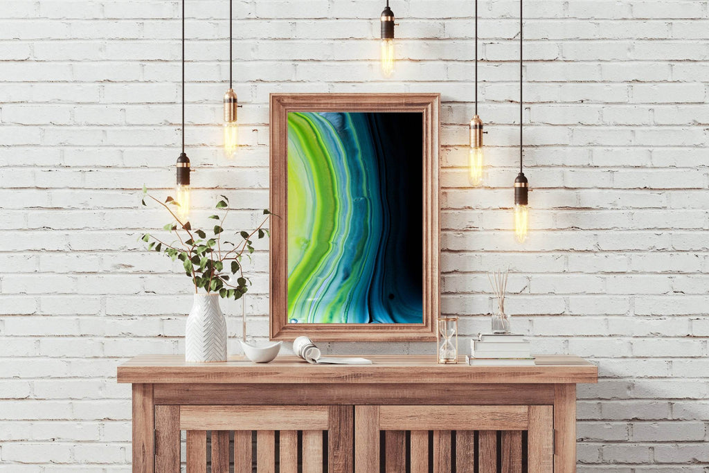 Dark and Green Waves Abstract Wall Art - beink online art store