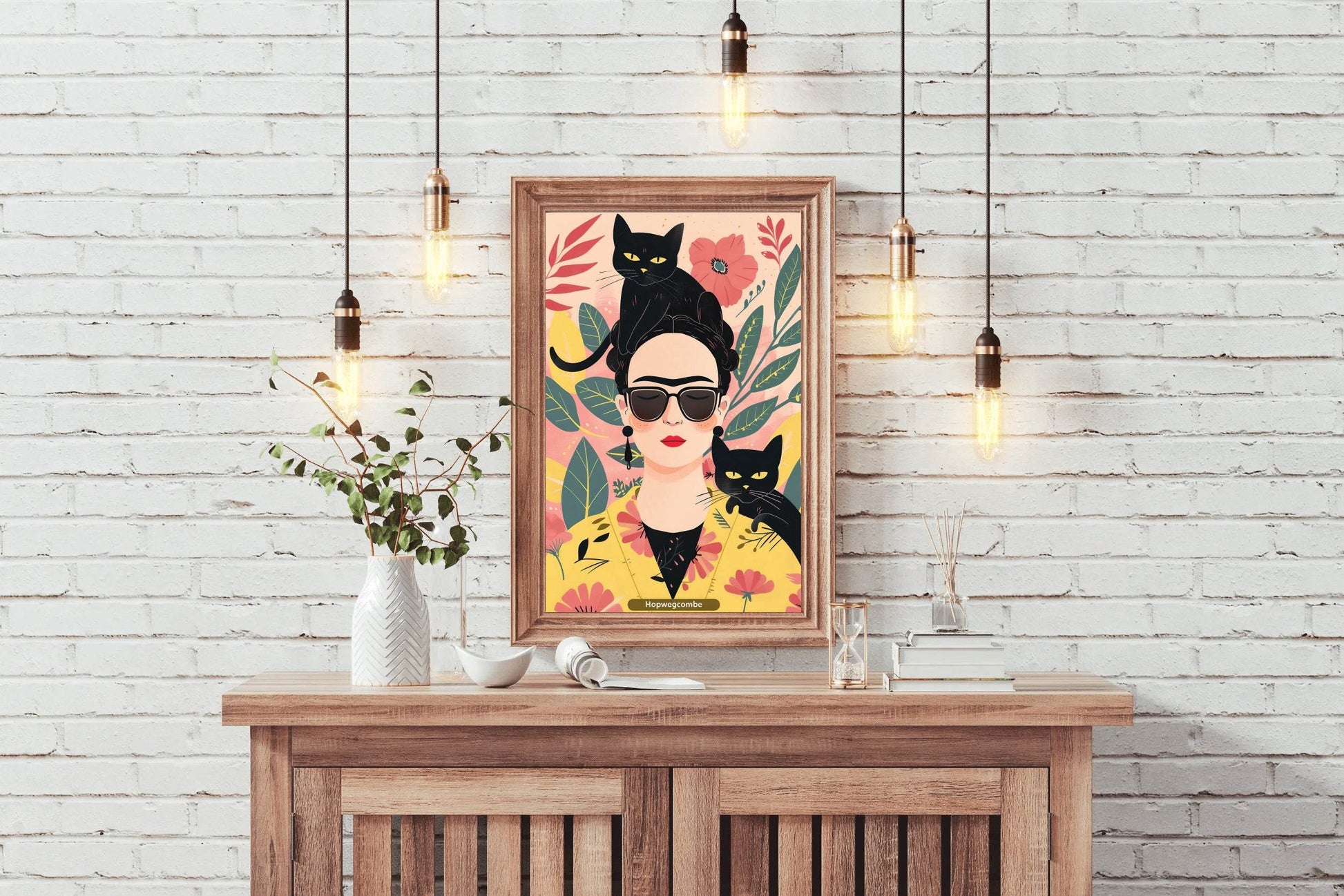 Oil Painting of a Girl With Goggle in Tropical Background Wall Art - beink online art store