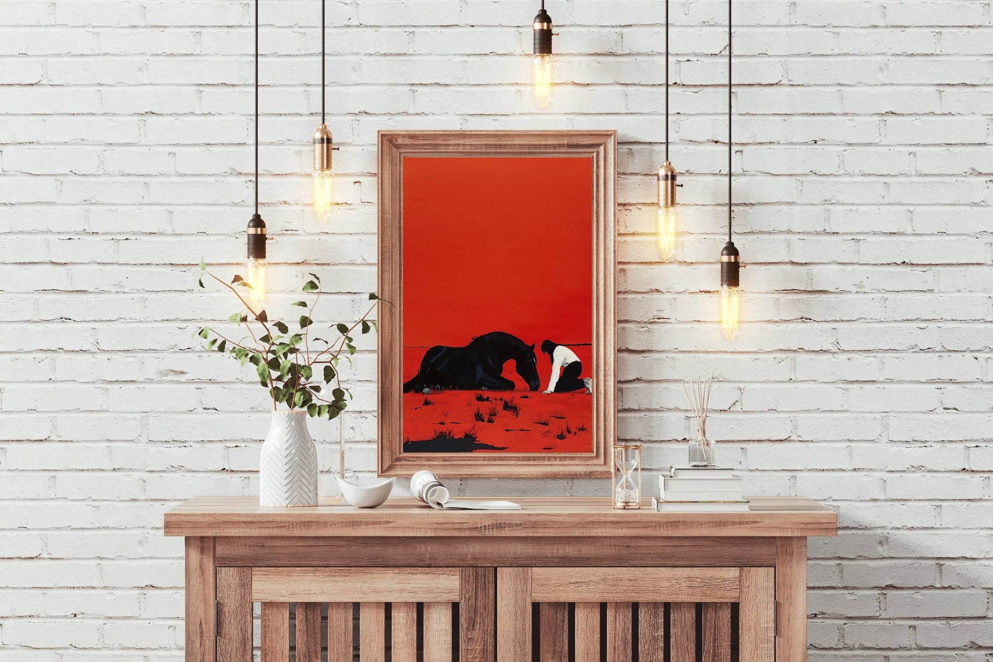 Black Horse Sitting Wall Art - beink online art store