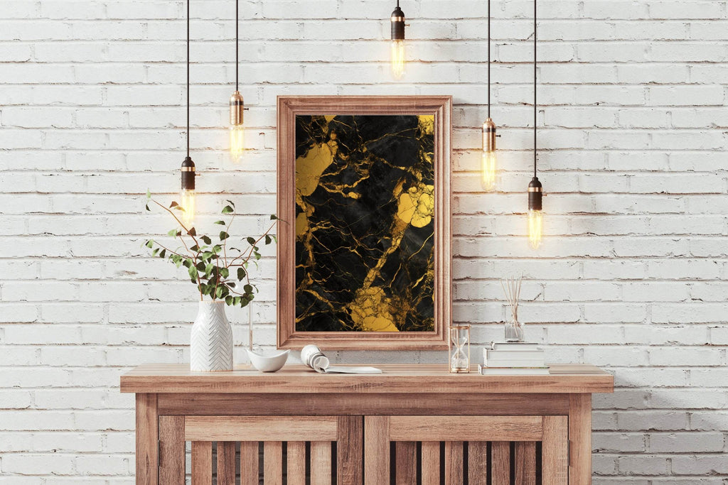 Gold And Black Marble Wall Art - beink online art store
