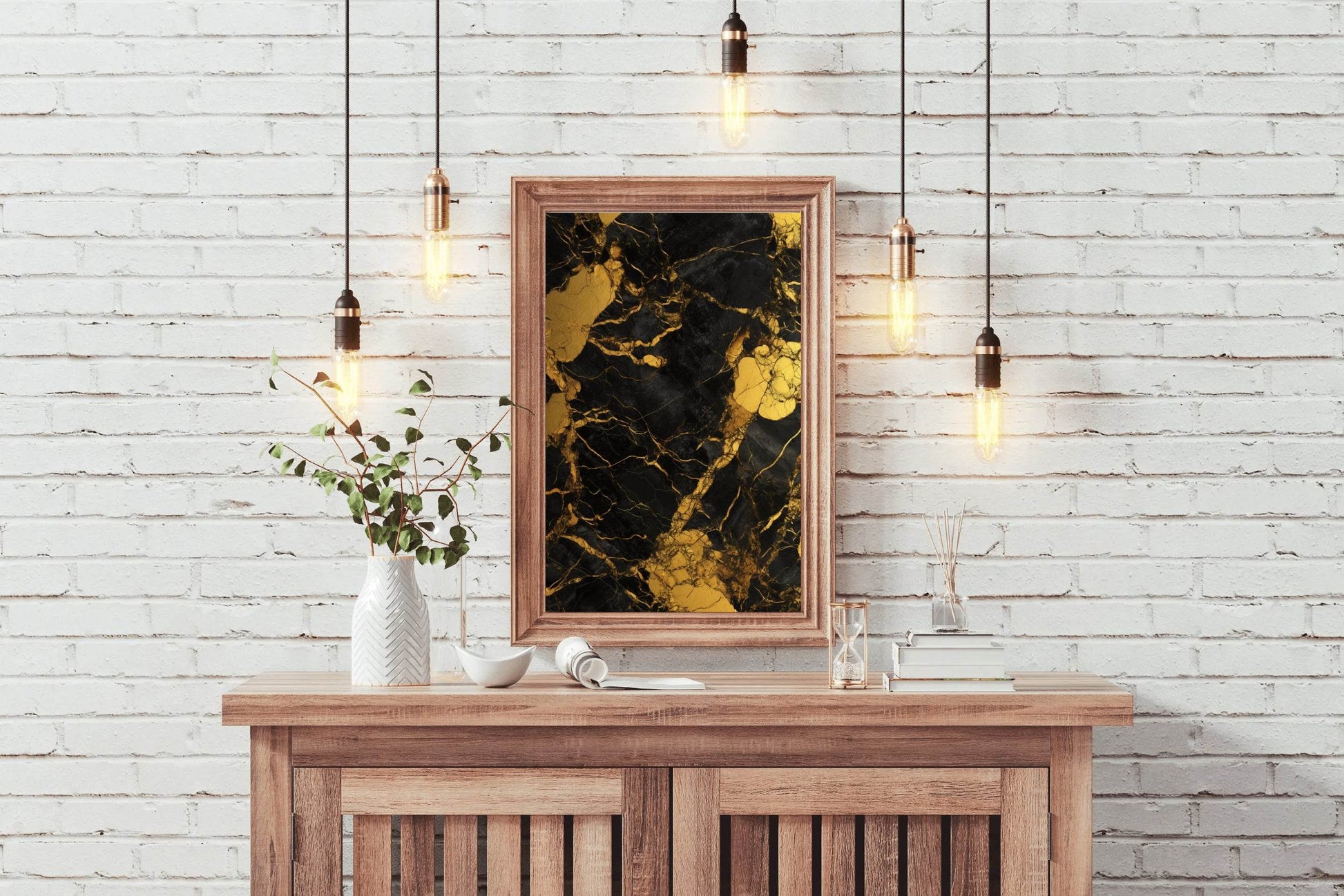 Gold And Black Marble Wall Art - beink online art store