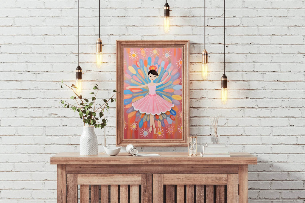 Ballet Cartoon Illustration of a Cute Little Girl - beink online art store