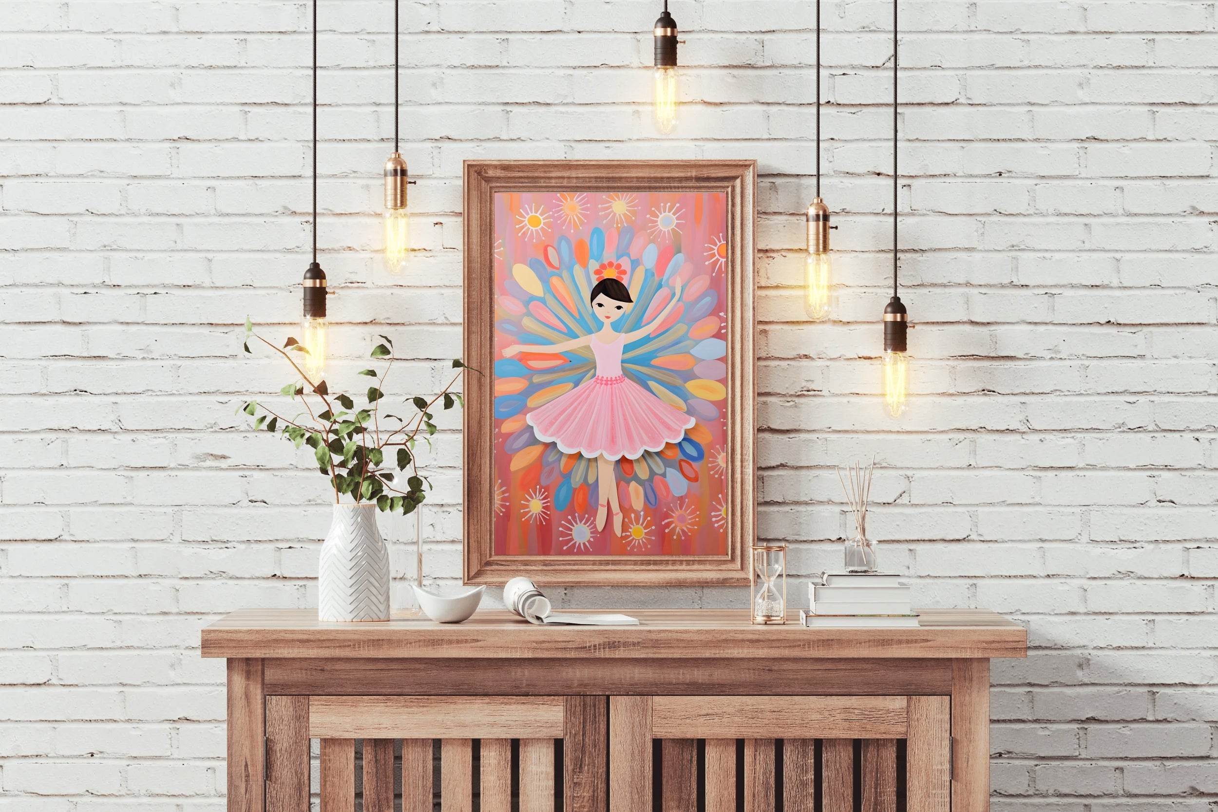 Ballet Cartoon Illustration of a Cute Little Girl - beink online art store