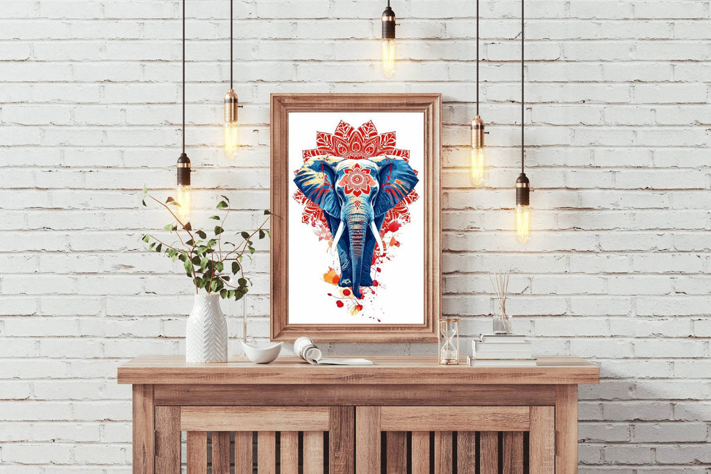 Red Mandala Elephant Print Painting - beink online art store