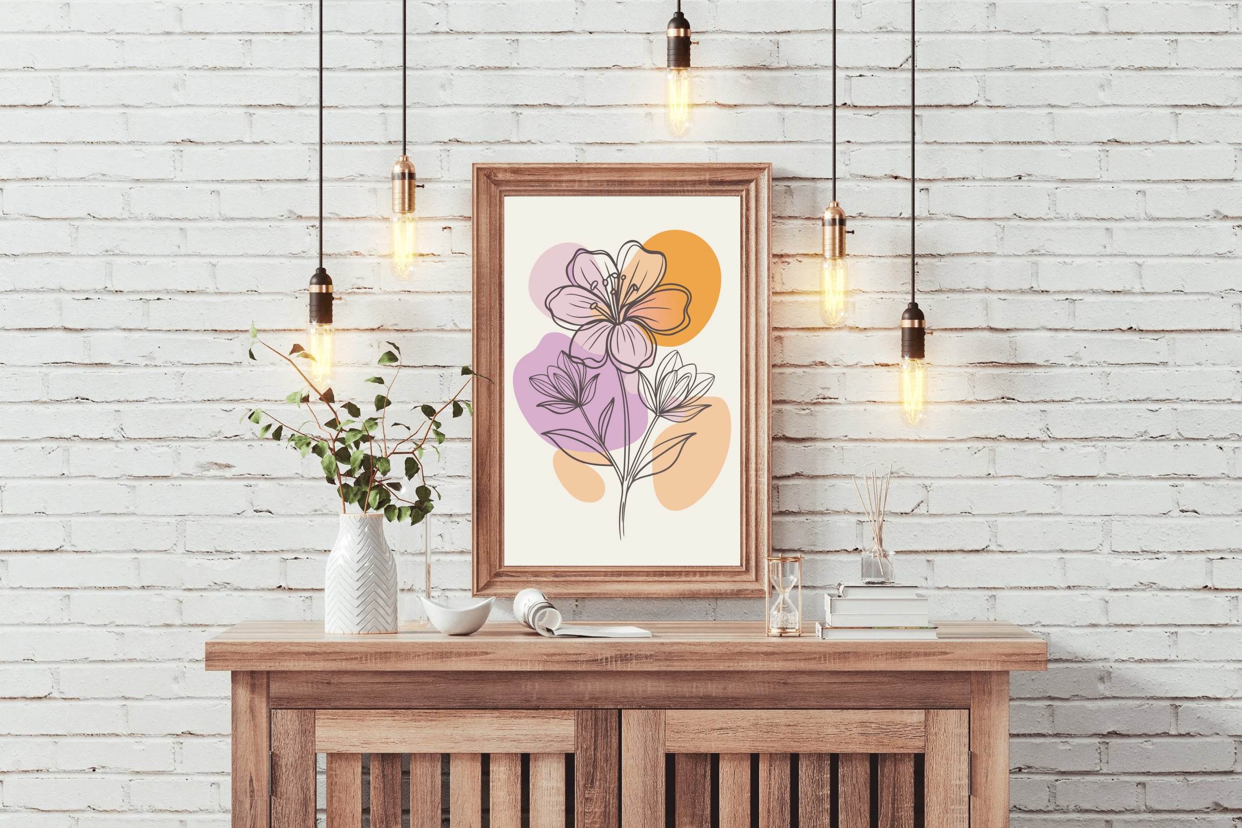 Beautiful Minimal Lilium Flower Wall Art - beink online art store