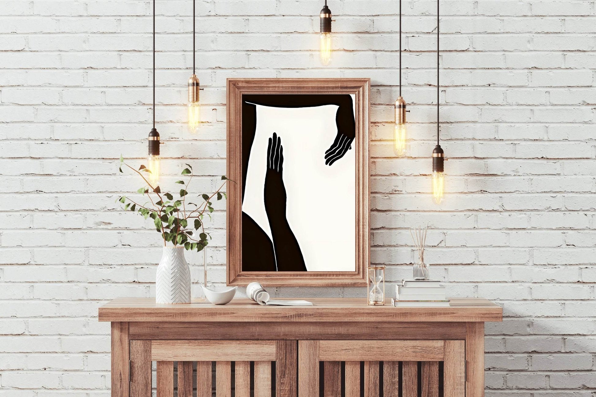 Black Silhouette of Hands Modern Wall Art - beink online art store